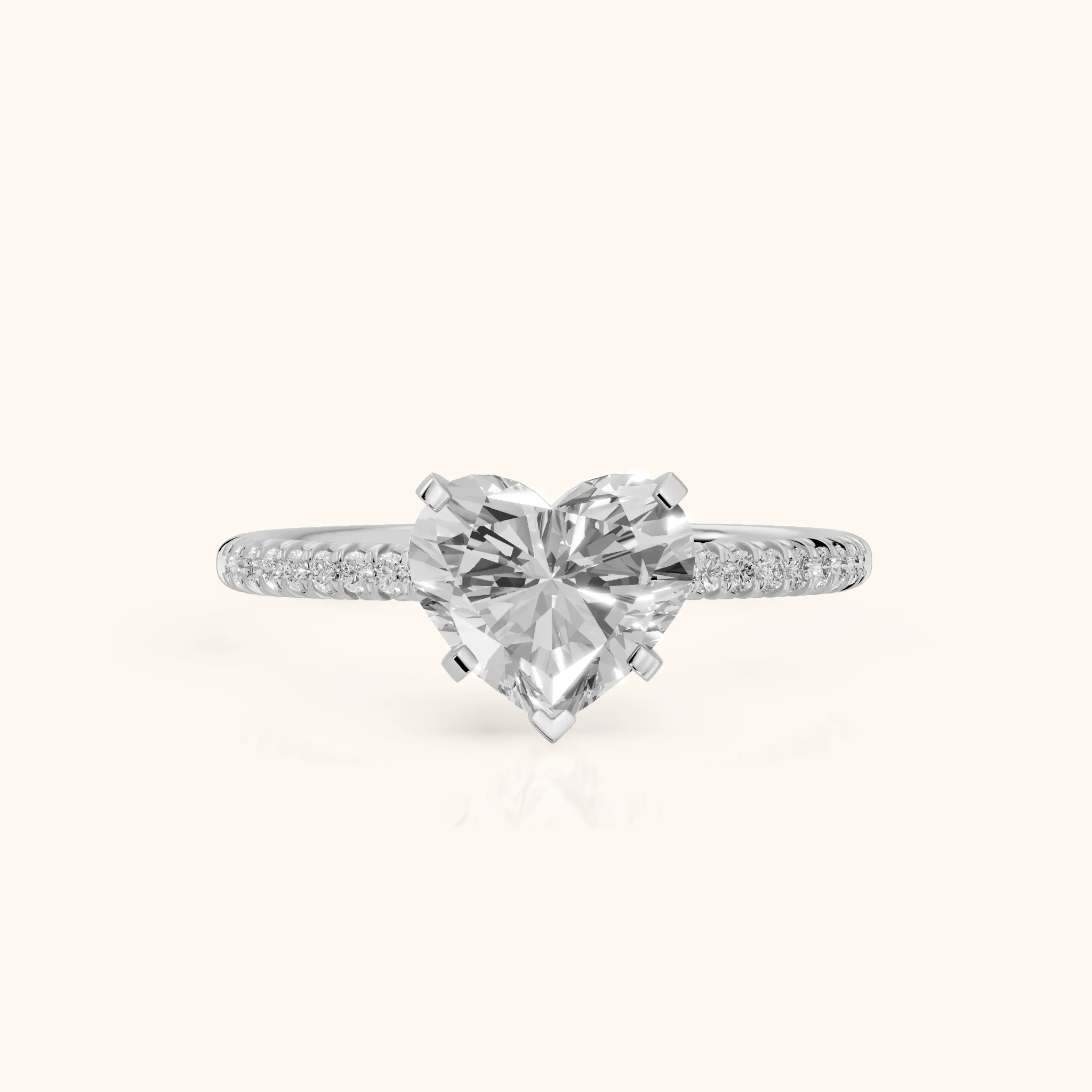 Ariel French Pavé Heart Diamond Engagement Ring in Platinum — view 1