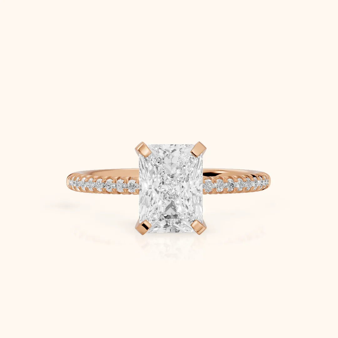 Ariel French Pavé Radiant Diamond Engagement Ring in Rose Gold — view 2