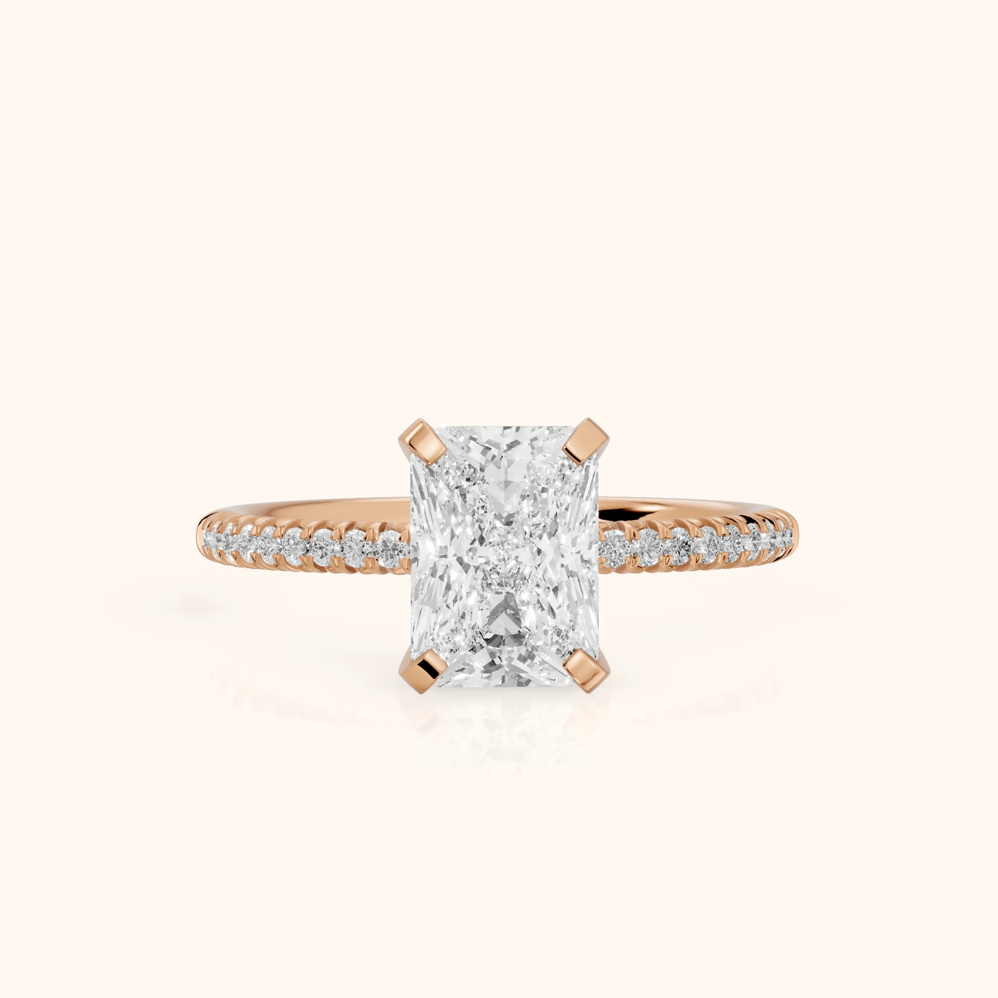 Ariel French Pavé Radiant Diamond Engagement Ring in Rose Gold — view 1