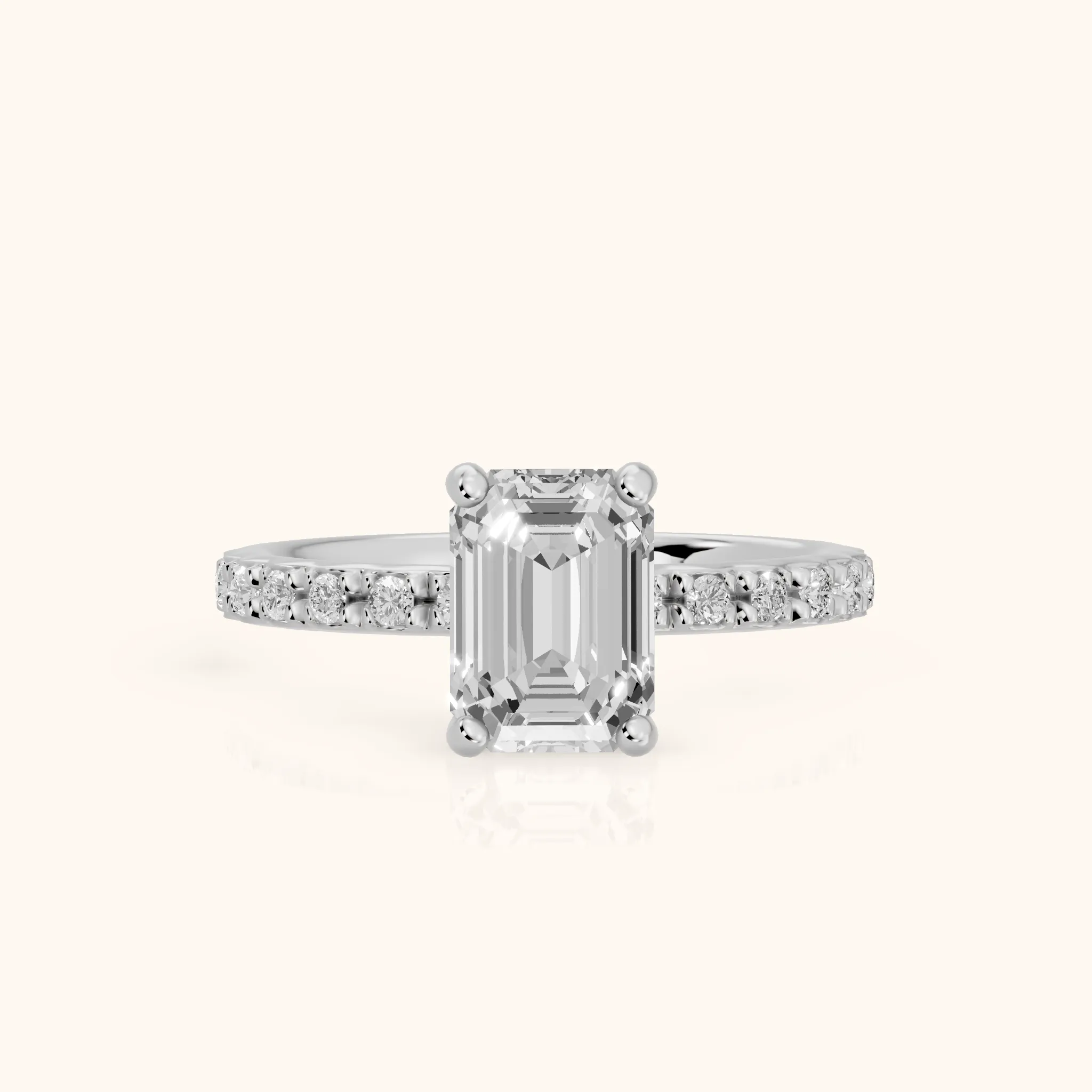 Autumn Statement Pavé Emerald Diamond Engagement Ring in Platinum — view 1