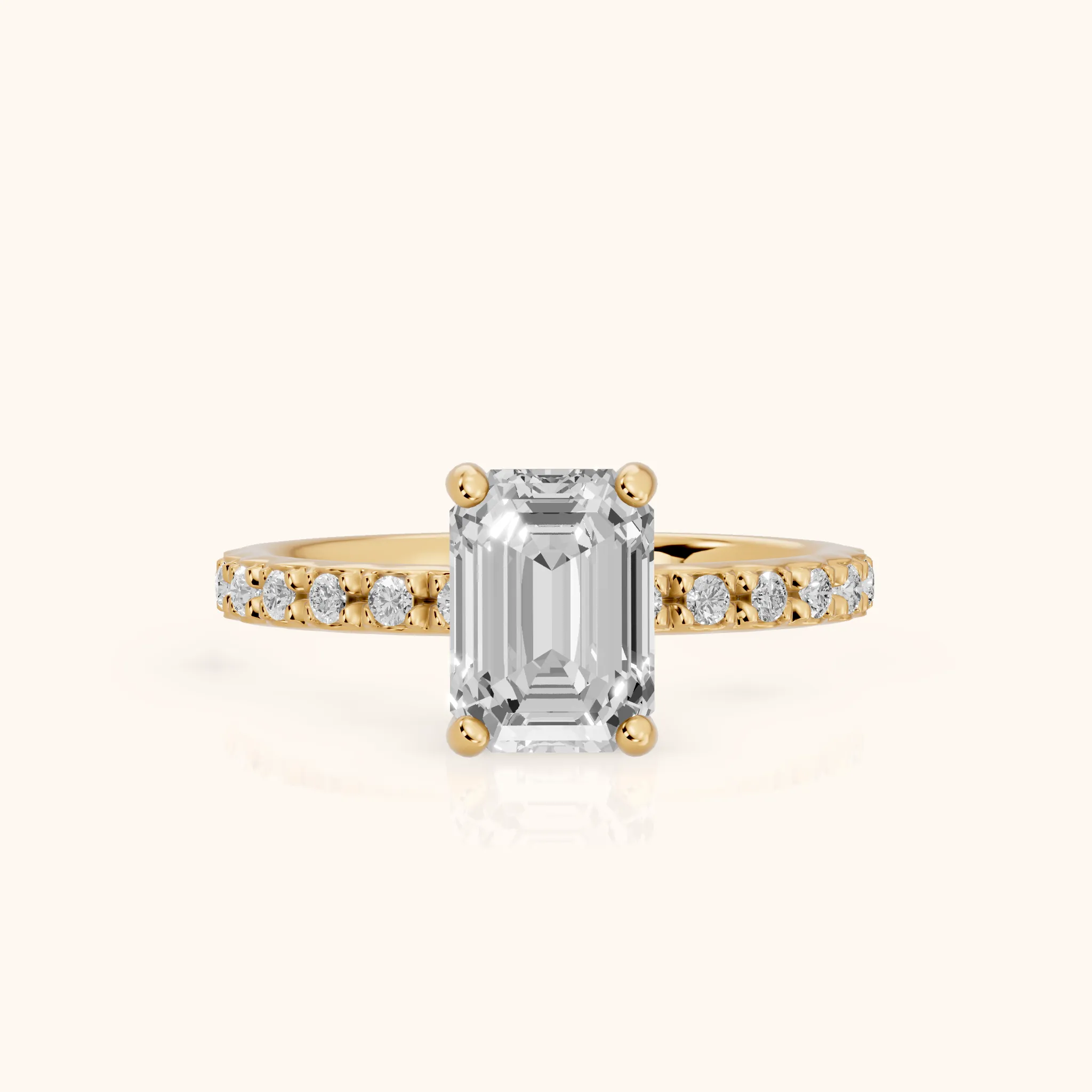 Autumn Statement Pavé Emerald Diamond Engagement Ring in Yellow Gold — view 1
