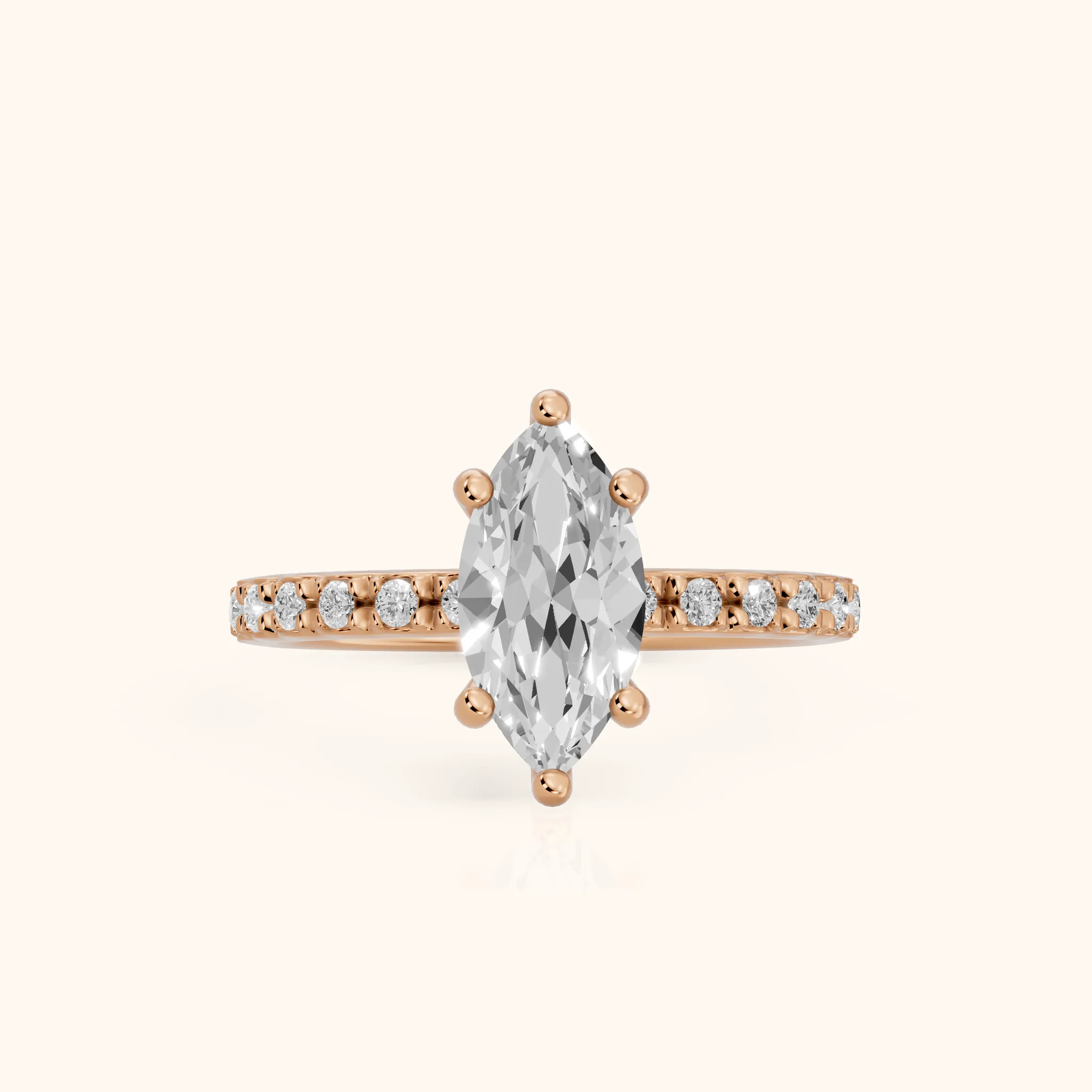 Autumn Statement Pavé Marquise Diamond Engagement Ring in Rose Gold — view 1