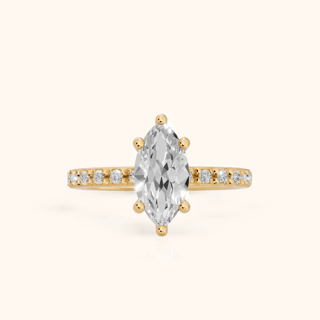 Autumn Statement Pavé Marquise Diamond Engagement Ring in Yellow Gold — view 2