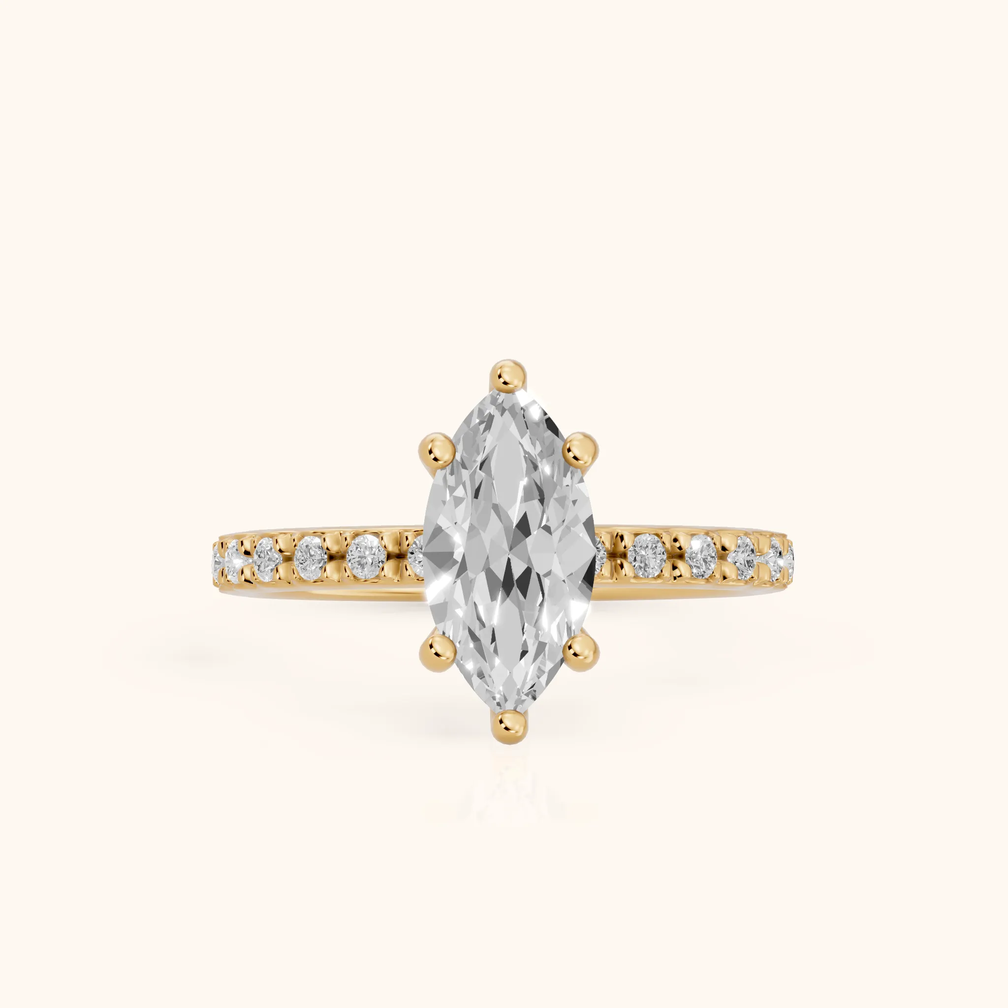 Autumn Statement Pavé Marquise Diamond Engagement Ring in Yellow Gold — view 1