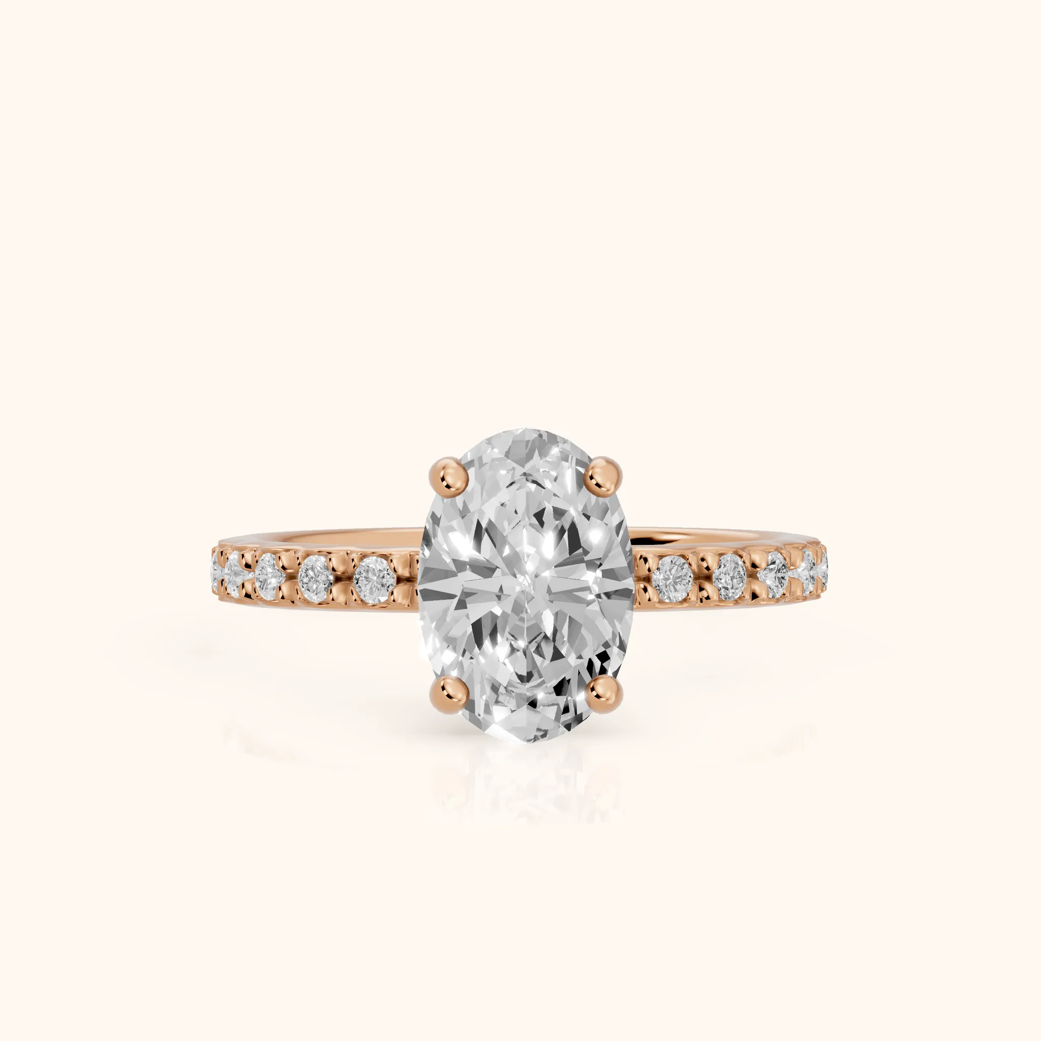 Autumn Statement Pavé Oval Diamond Engagement Ring in Rose Gold — view 1