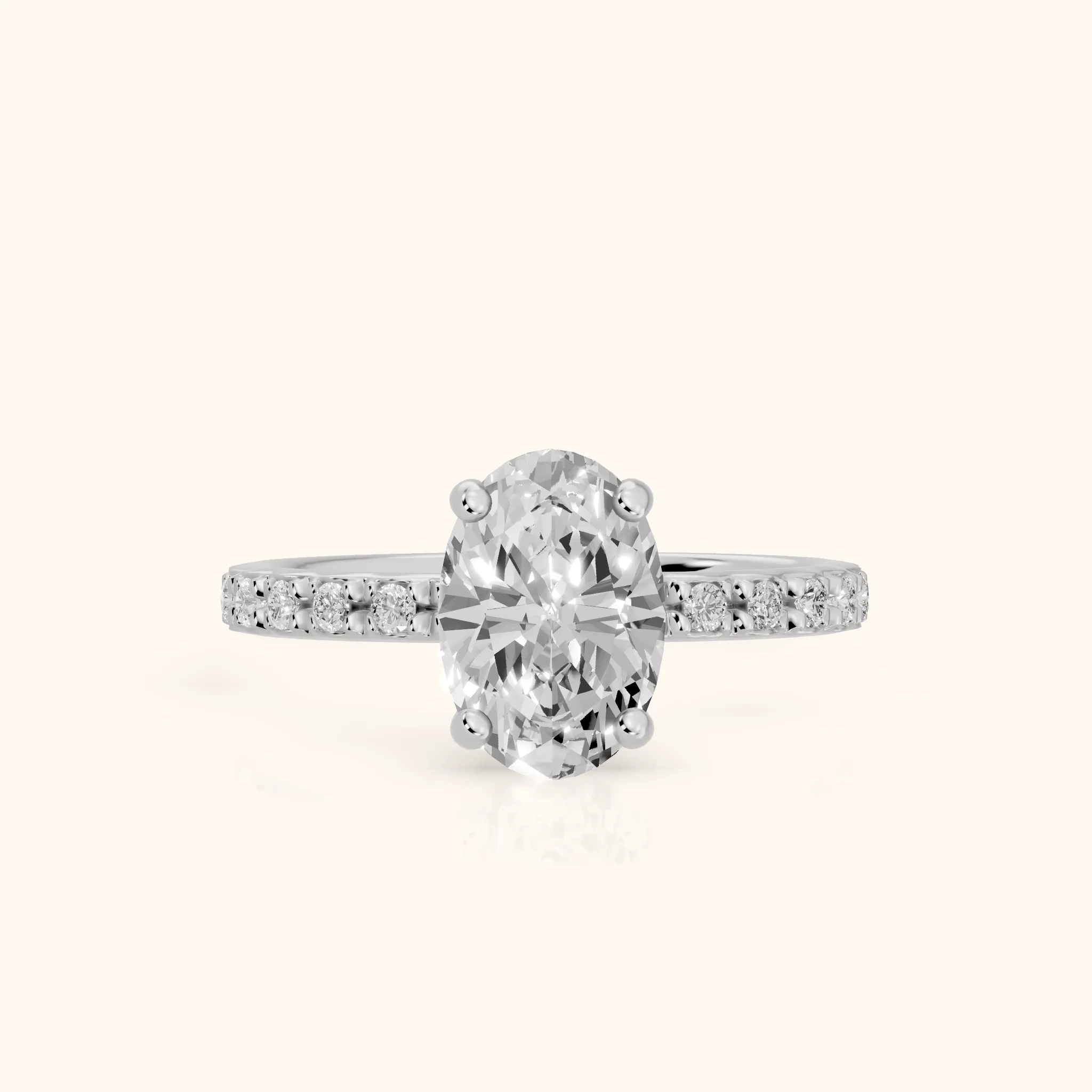 Autumn Statement Pavé Oval Diamond Engagement Ring in Silver — view 1