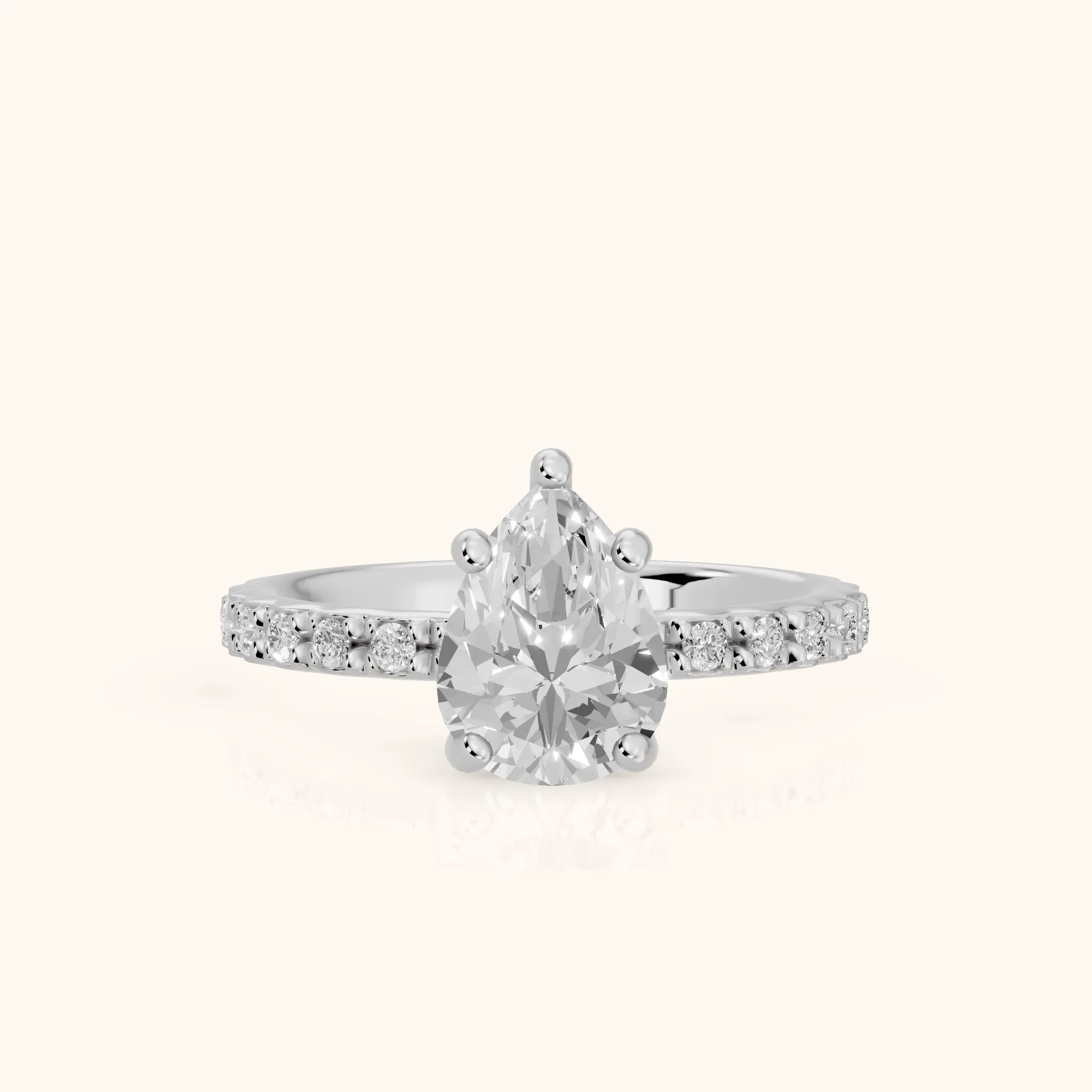 Autumn Statement Pavé Pear Diamond Engagement Ring in Platinum — view 1