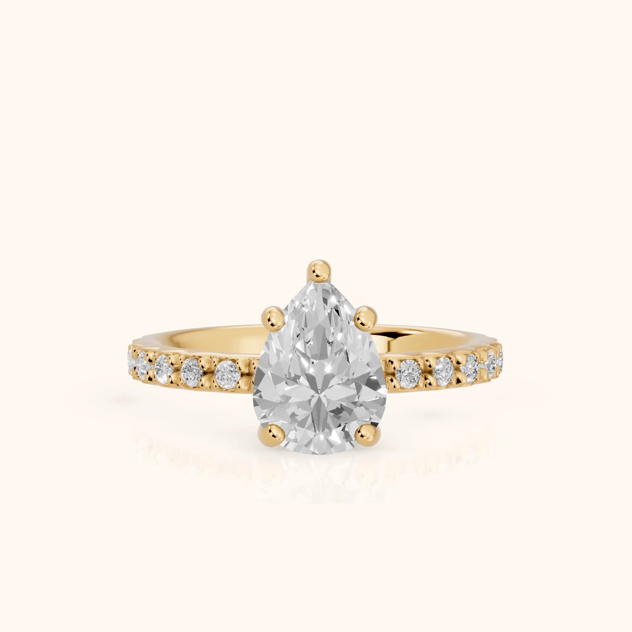 Autumn Statement Pavé Pear Diamond Engagement Ring in Yellow Gold — view 1