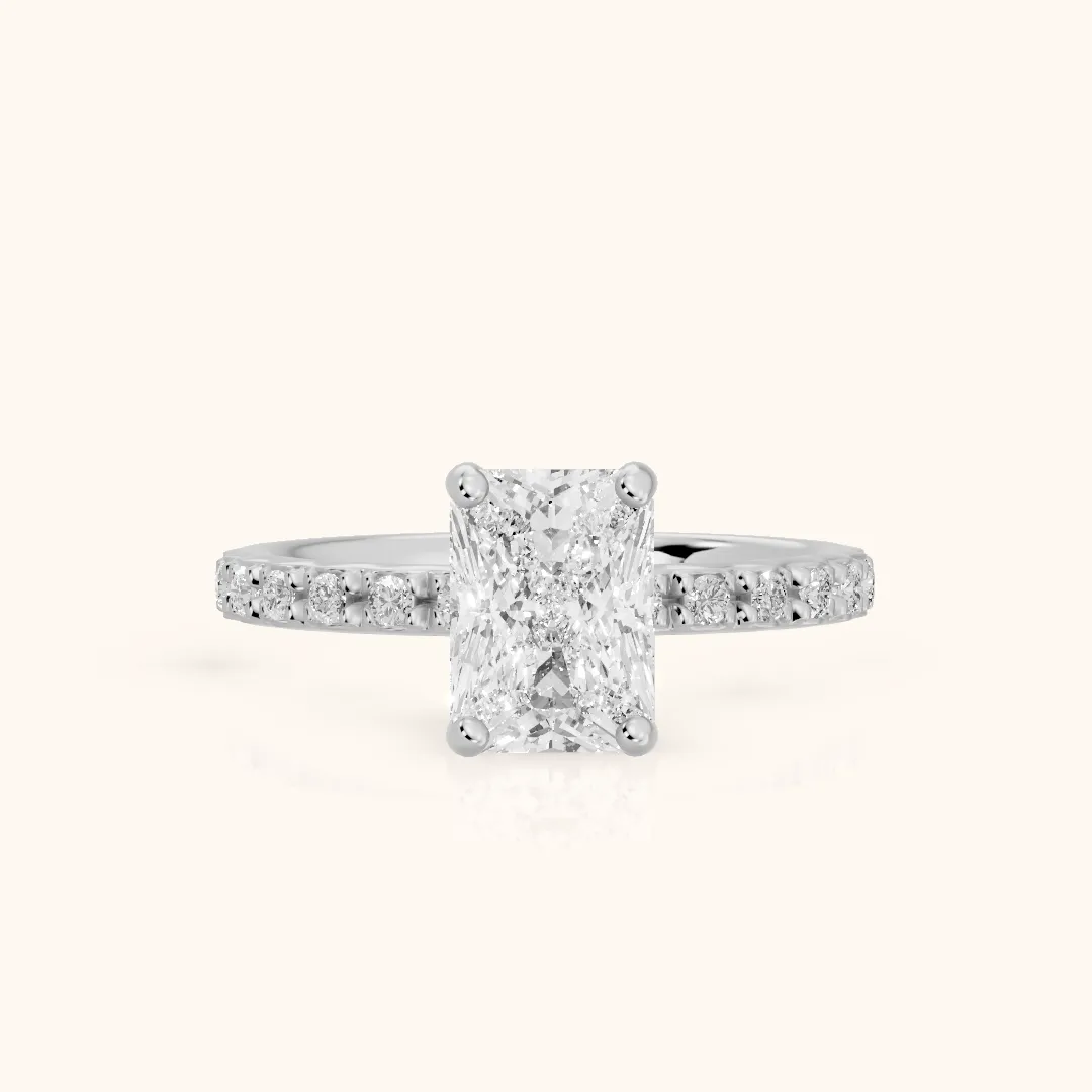 Autumn Statement Pavé Radiant Diamond Engagement Ring in Platinum — view 2