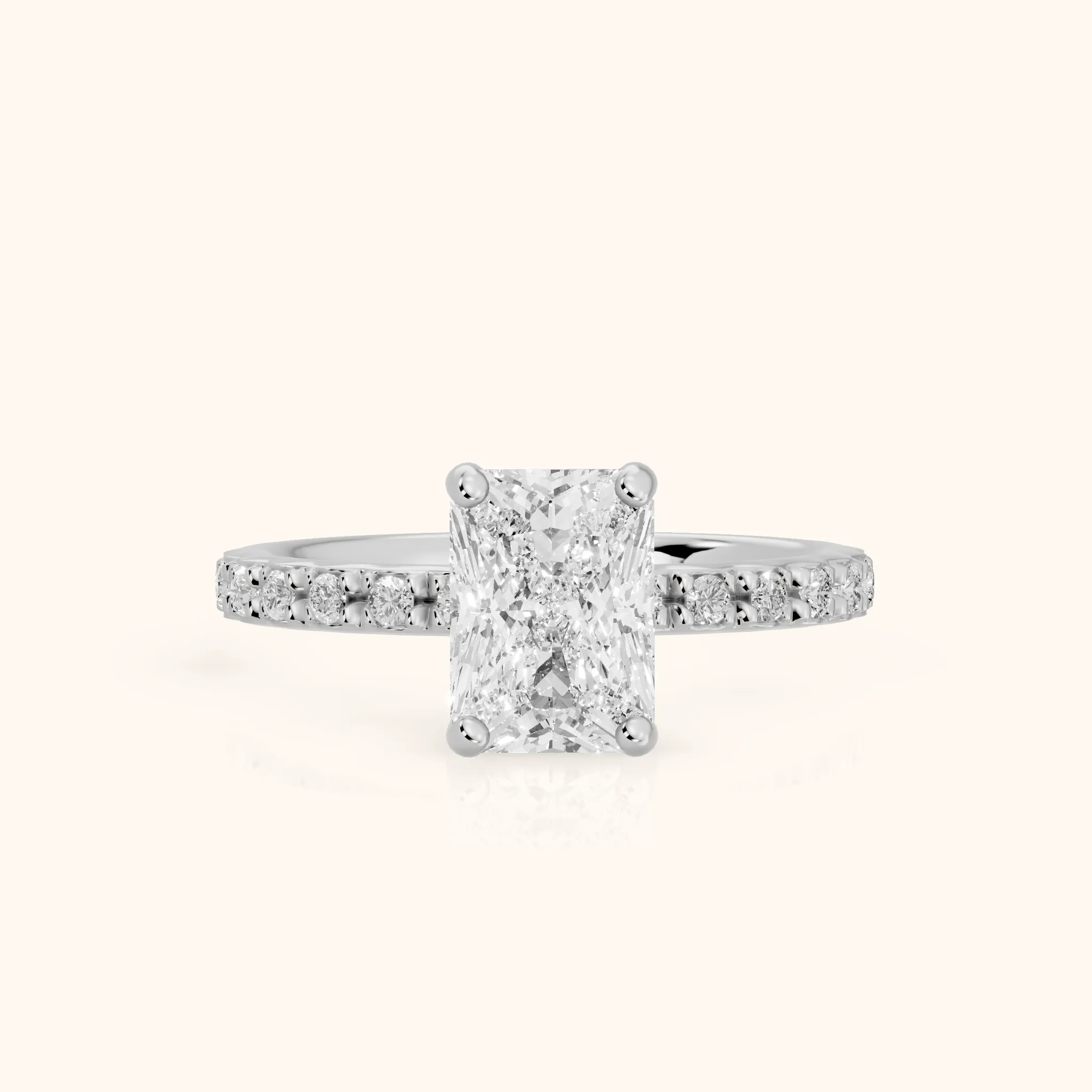 Autumn Statement Pavé Radiant Diamond Engagement Ring in Platinum — view 1