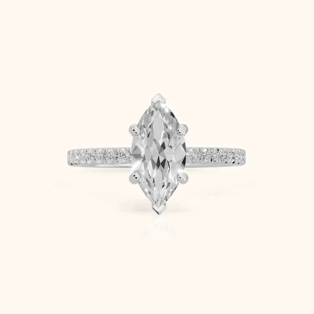 Beth Hidden Halo Pavé Marquise Diamond Engagement Ring in Platinum — view 2