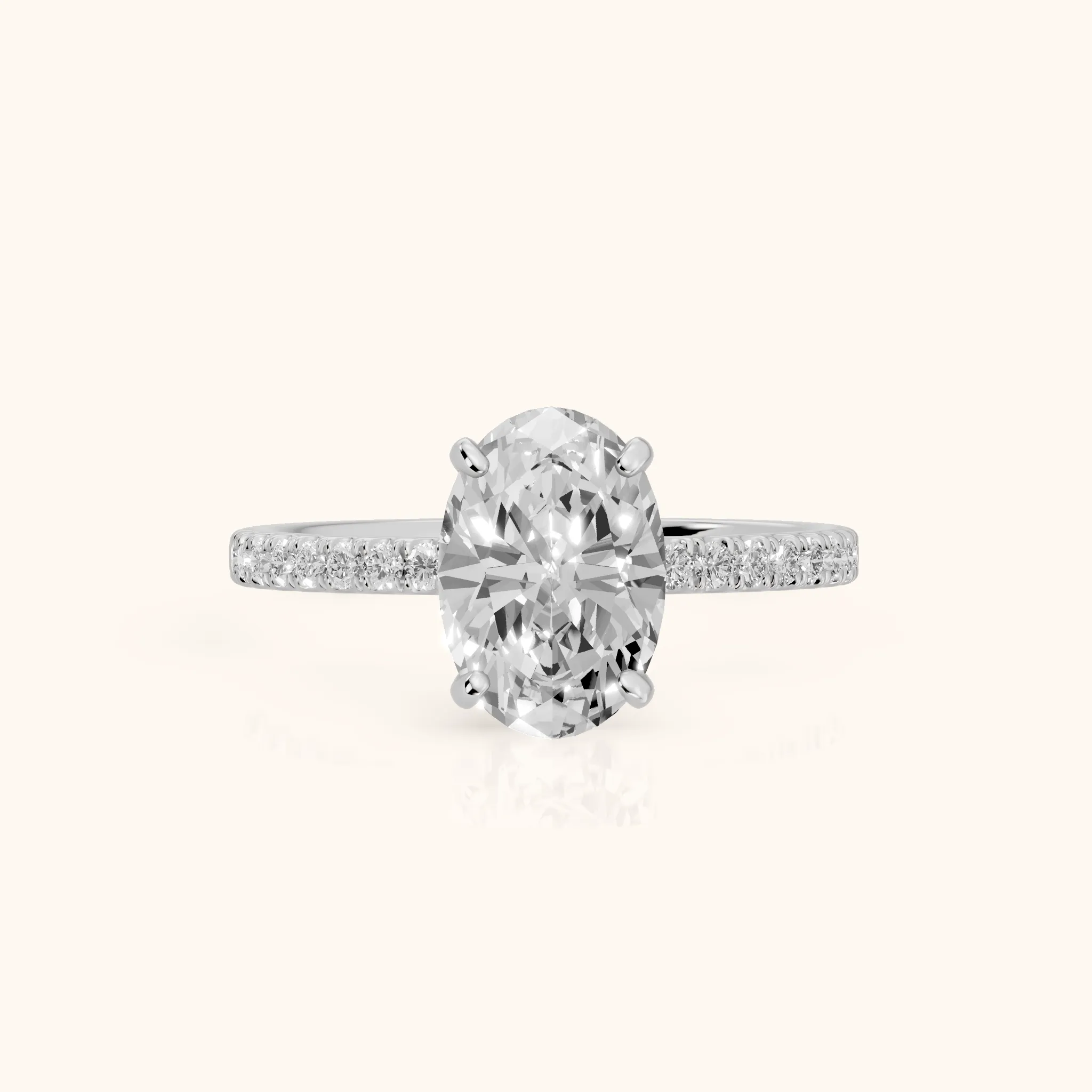 Beth Hidden Halo Pavé Oval Diamond Engagement Ring in Silver — view 1