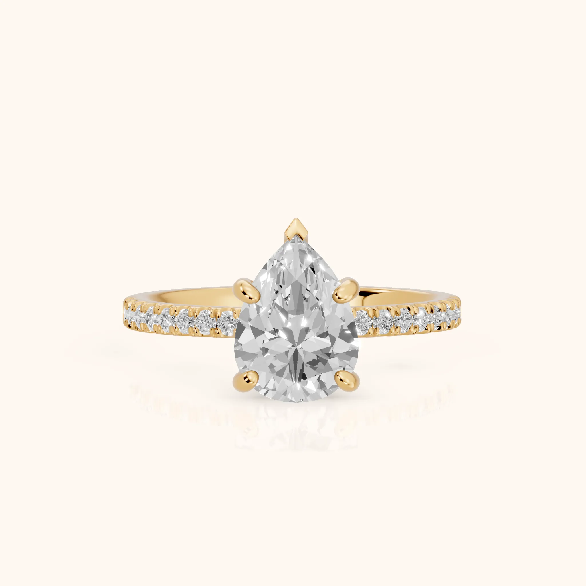 Beth Hidden Halo Pavé Pear Diamond Engagement Ring in Yellow Gold — view 1