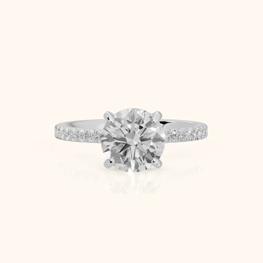 Beth Hidden Halo Pavé Round Diamond Engagement Ring in Silver — view 2