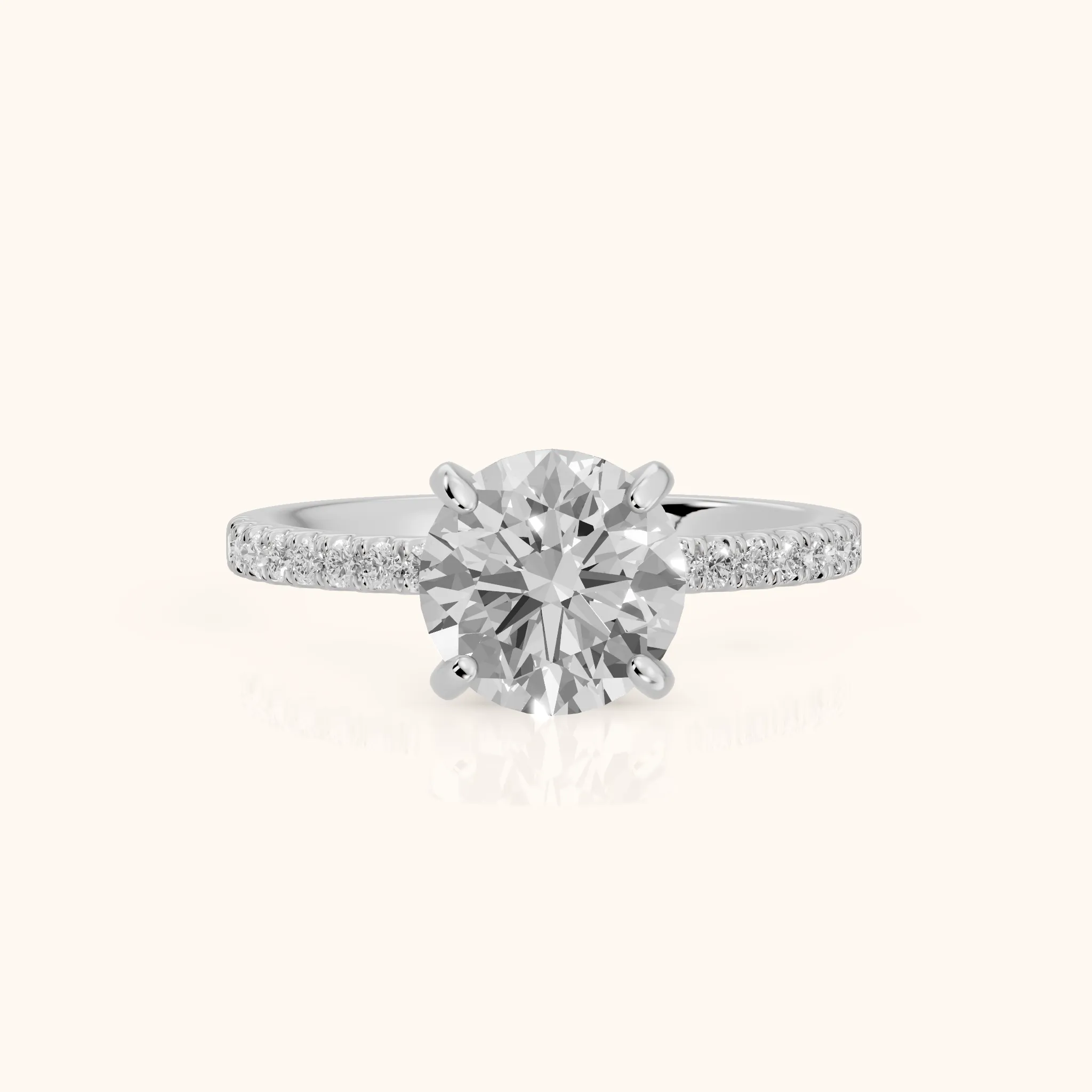 Beth Hidden Halo Pavé Round Diamond Engagement Ring in Silver — view 1