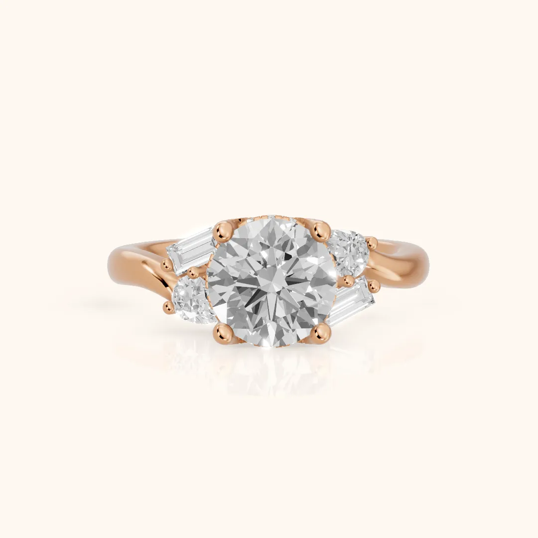 Betty Hidden Halo Cluster Round Diamond Engagement Ring in Rose Gold — view 2