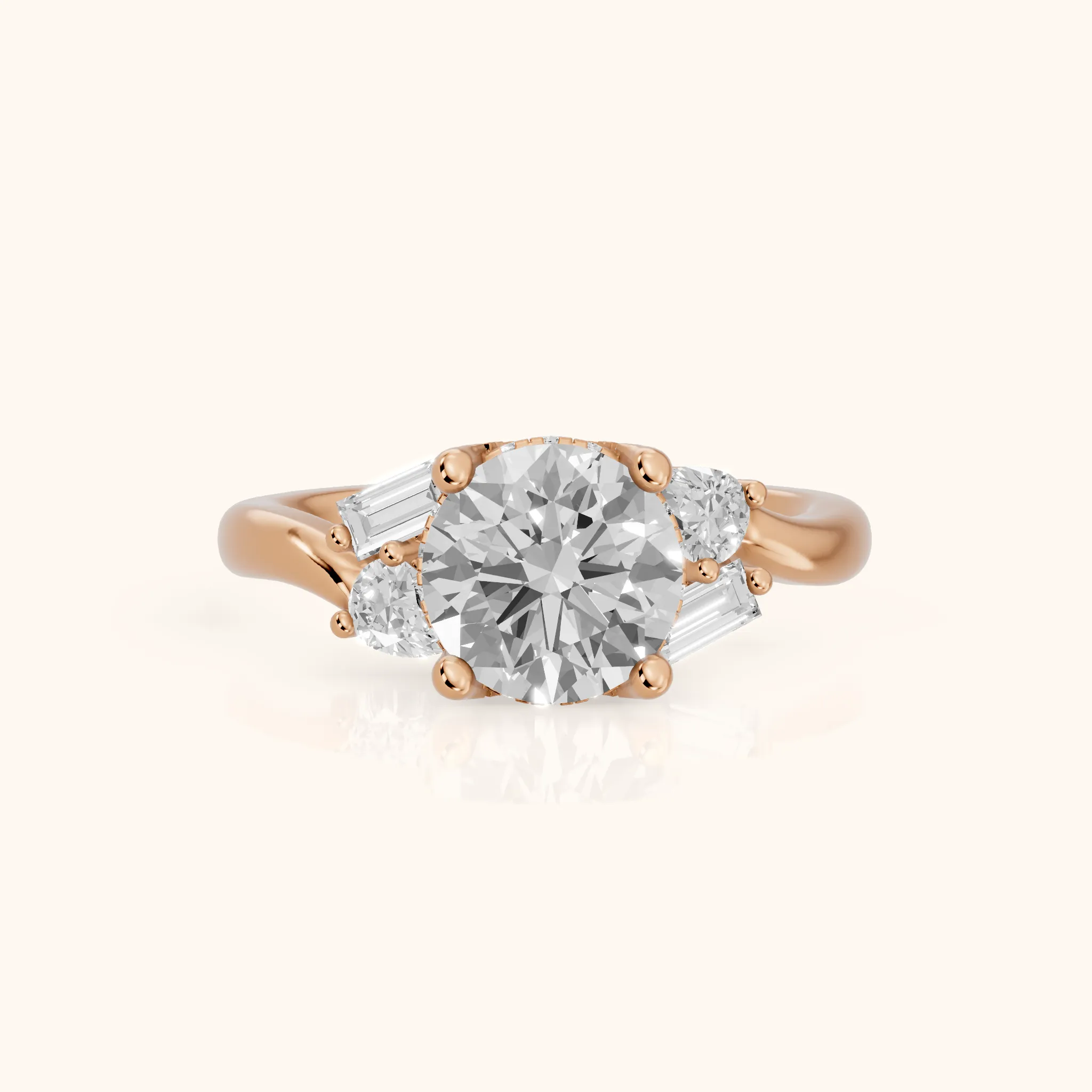 Betty Hidden Halo Cluster Round Diamond Engagement Ring in Rose Gold — view 1
