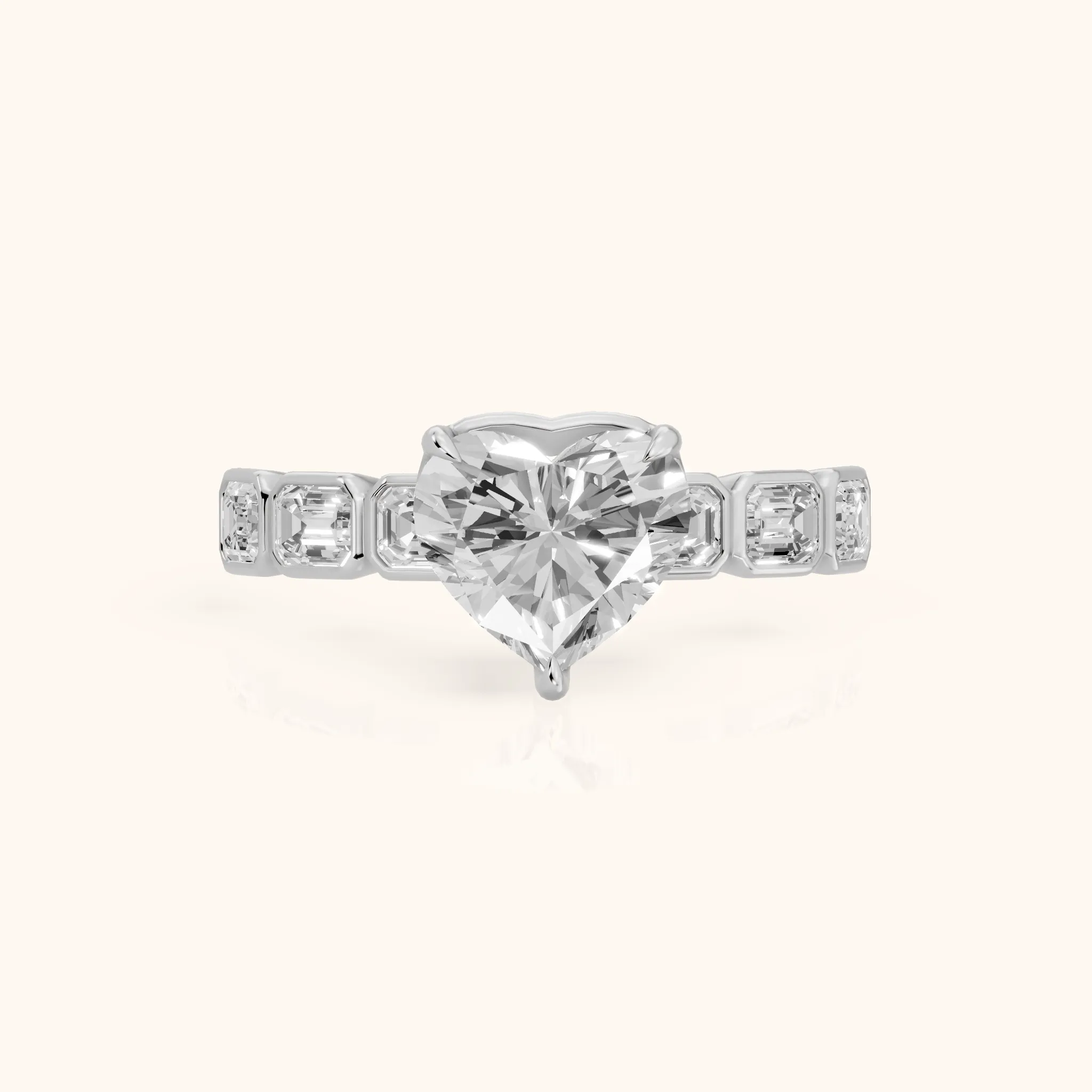 Carol Half Bezel Heart Diamond Engagement Ring in Silver — view 1