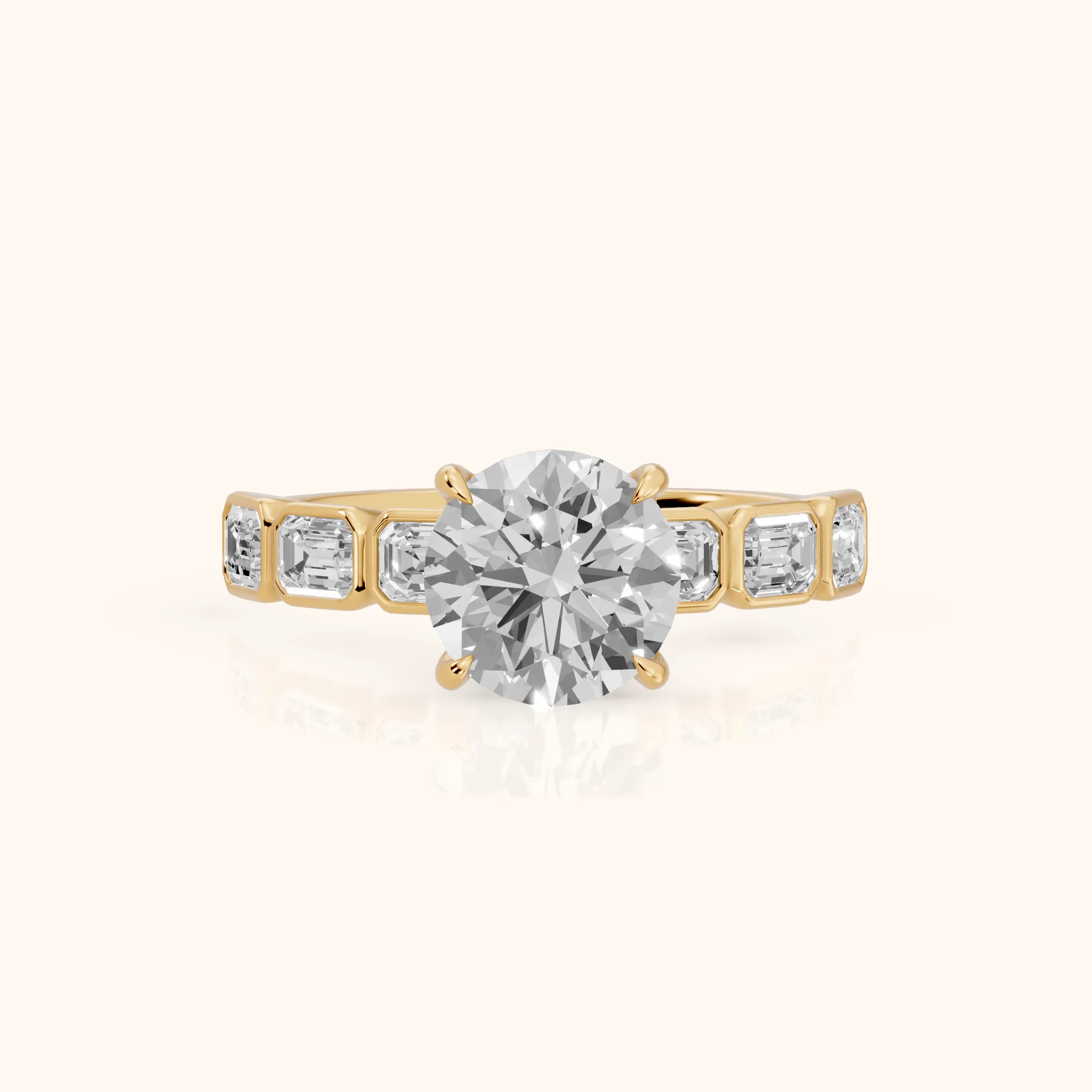 Carol Half Bezel Round Diamond Engagement Ring in Yellow Gold — view 1