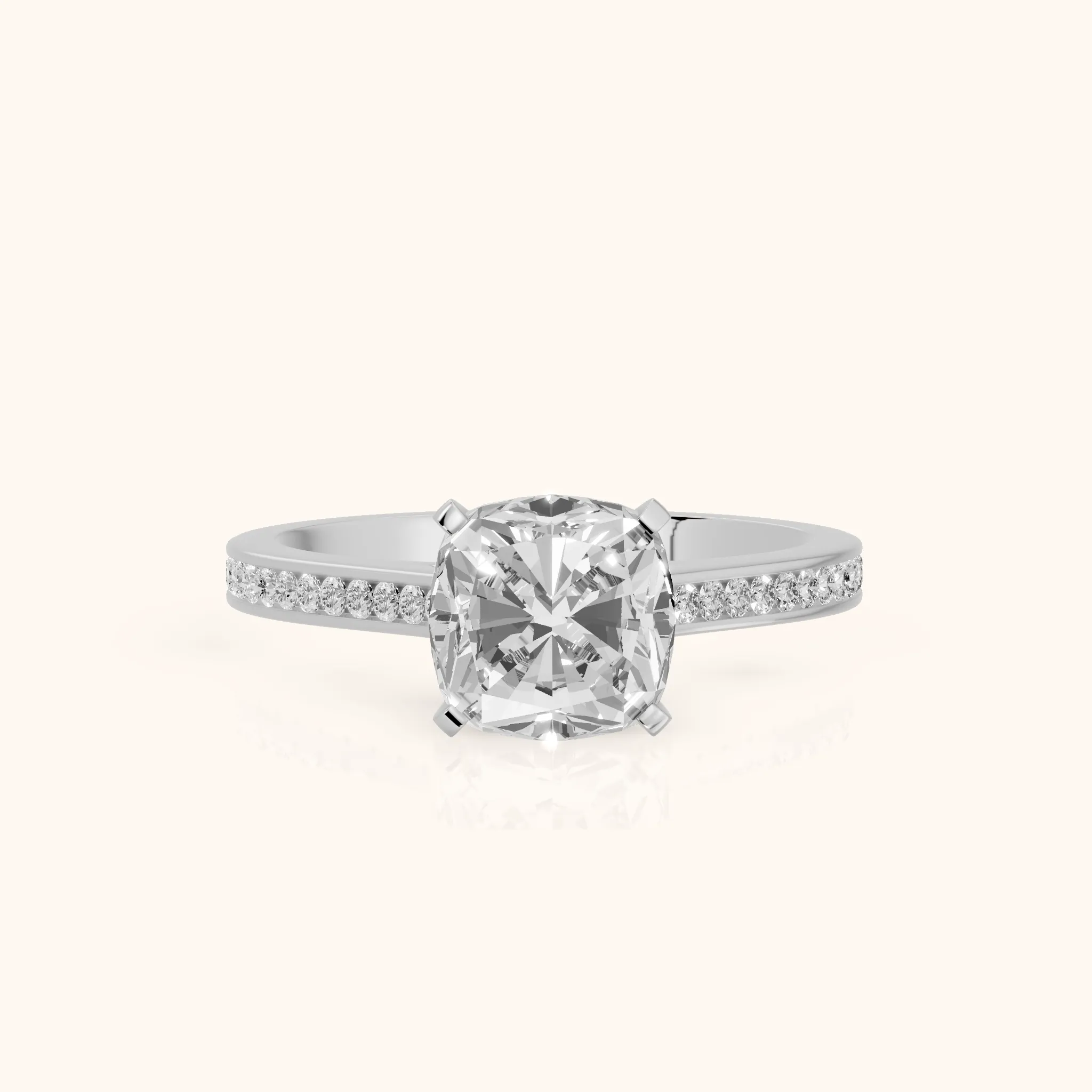Carrie Cathedral Channel Set Cushion Diamond Engagement Ring in Silver — view 1