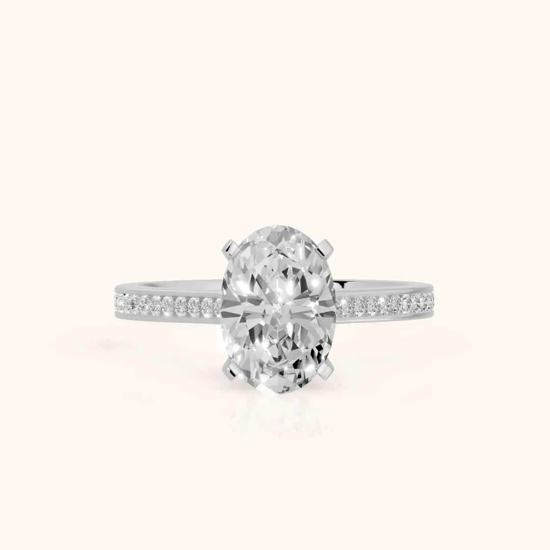 Carrie Cathedral Channel Set Oval Diamond Engagement Ring in Silver — view 2