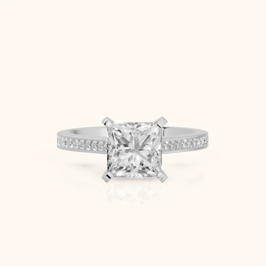 Carrie Cathedral Channel Set Princess Diamond Engagement Ring in Silver — view 2