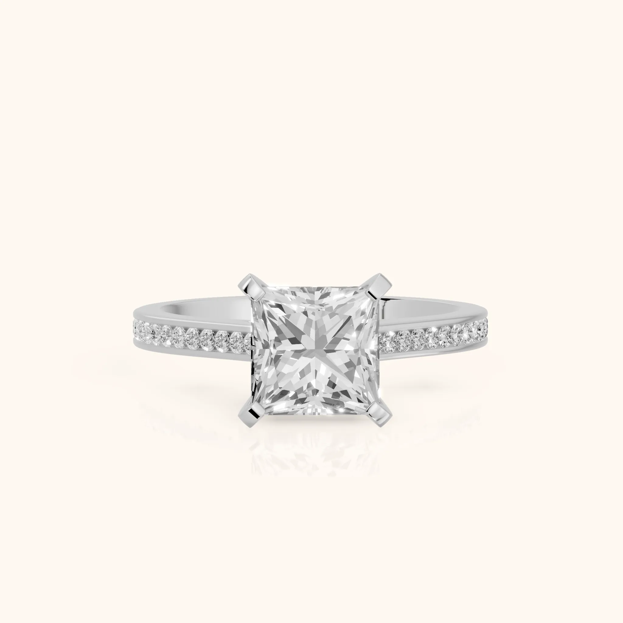 Carrie Cathedral Channel Set Princess Diamond Engagement Ring in Silver — view 1