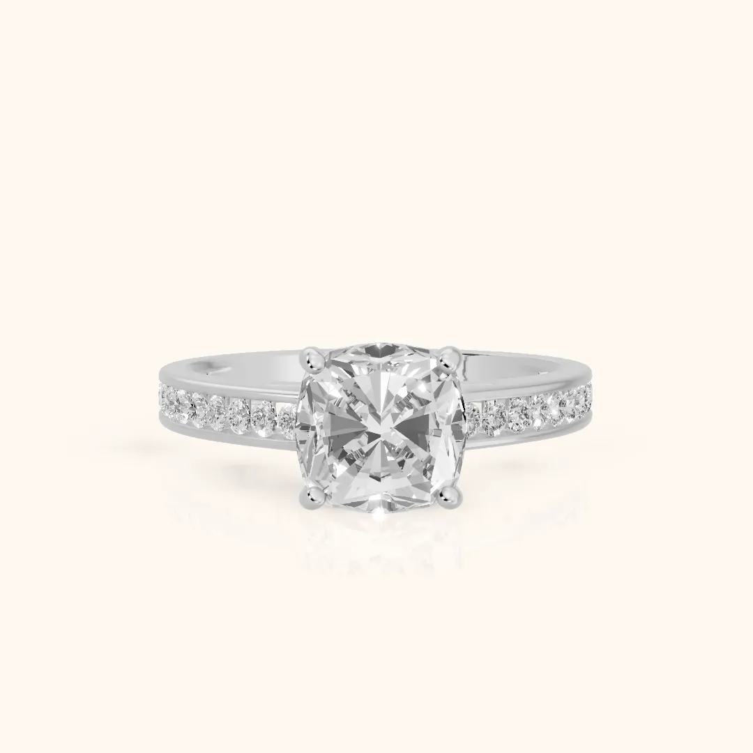 Dana Channel Set Cushion Diamond Engagement Ring in Platinum — view 2