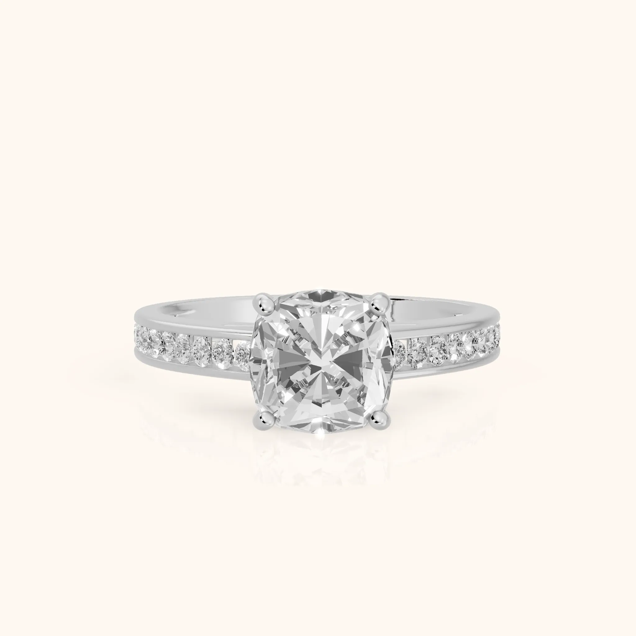 Dana Channel Set Cushion Diamond Engagement Ring in Platinum — view 1