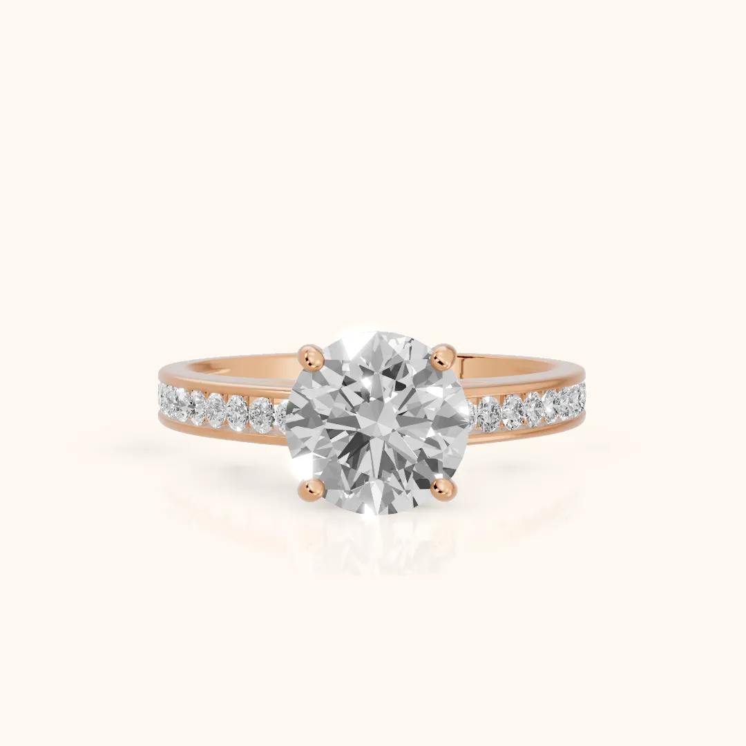 Dana Channel Set Round Diamond Engagement Ring in Rose Gold — view 2