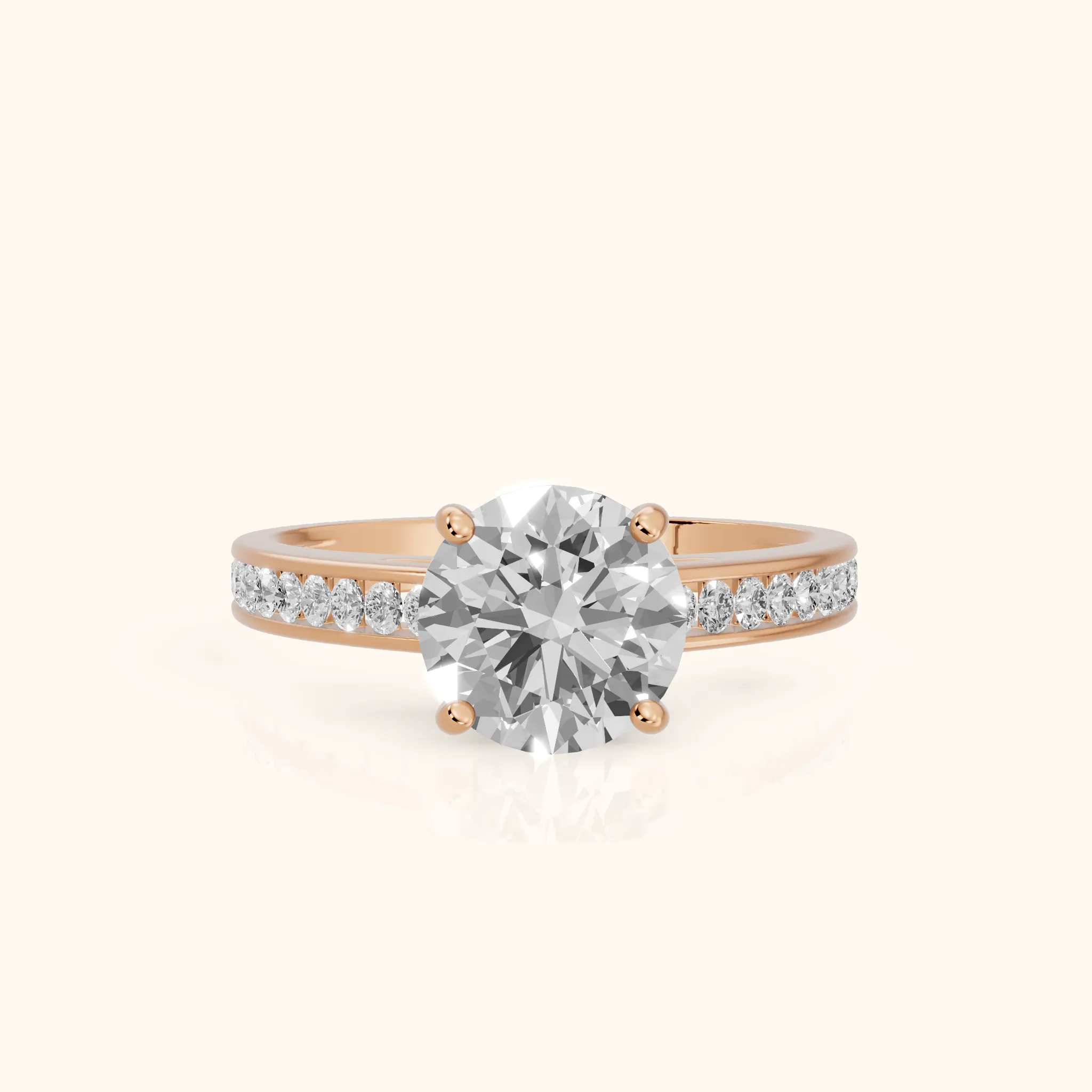 Dana Channel Set Round Diamond Engagement Ring in Rose Gold — view 1
