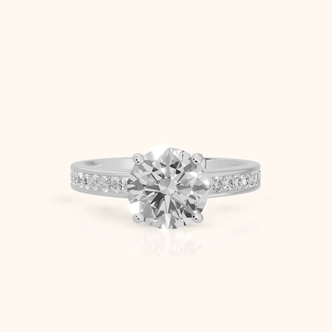 Dana Channel Set Round Diamond Engagement Ring in White Gold — view 2