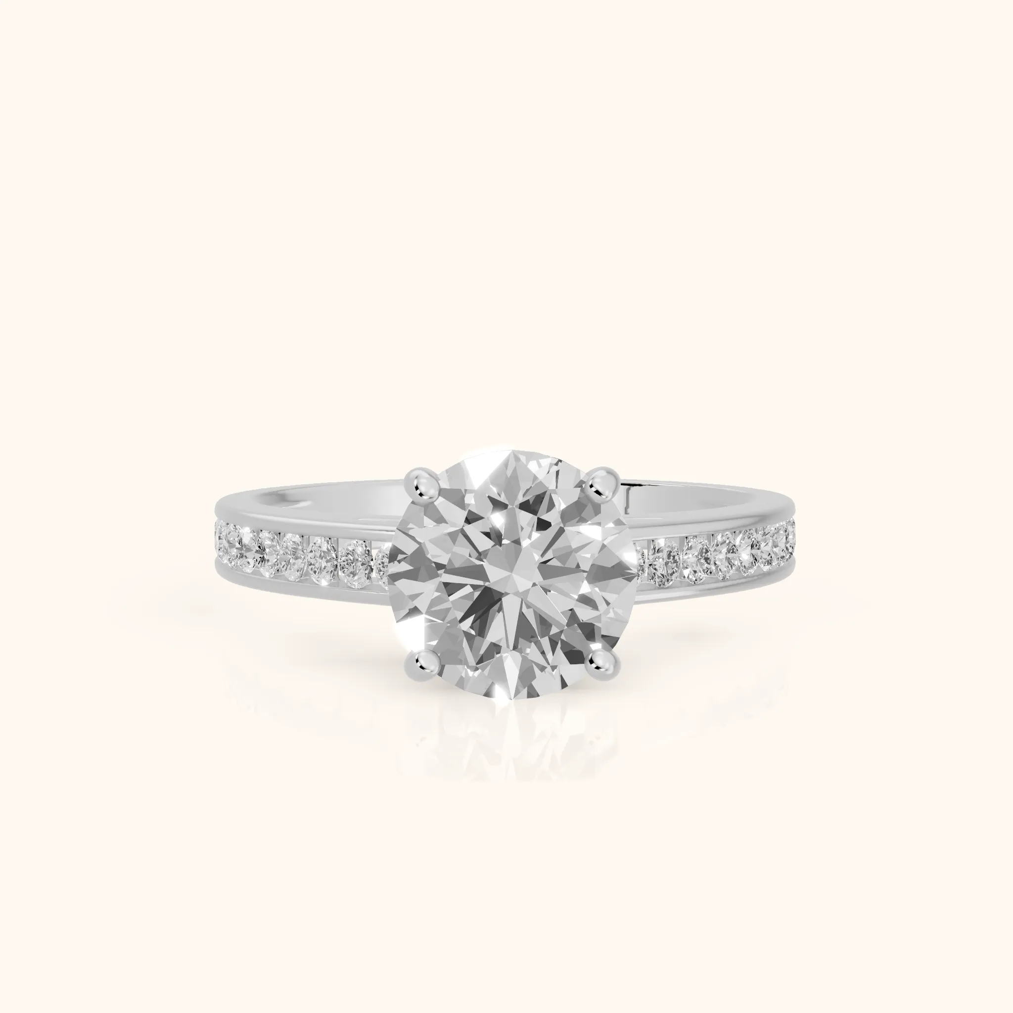 Dana Channel Set Round Diamond Engagement Ring in White Gold — view 1