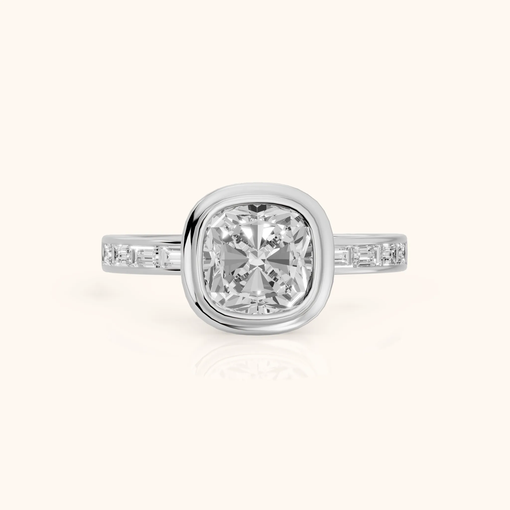 Darcy Bezel Channel Set Cushion Diamond Engagement Ring in White Gold — view 1