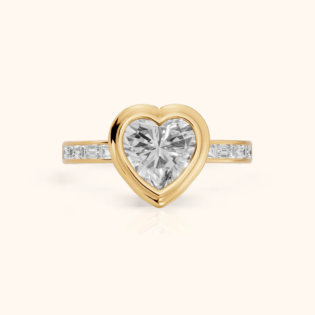 Darcy Bezel Channel Set Heart Diamond Engagement Ring in Yellow Gold — view 2