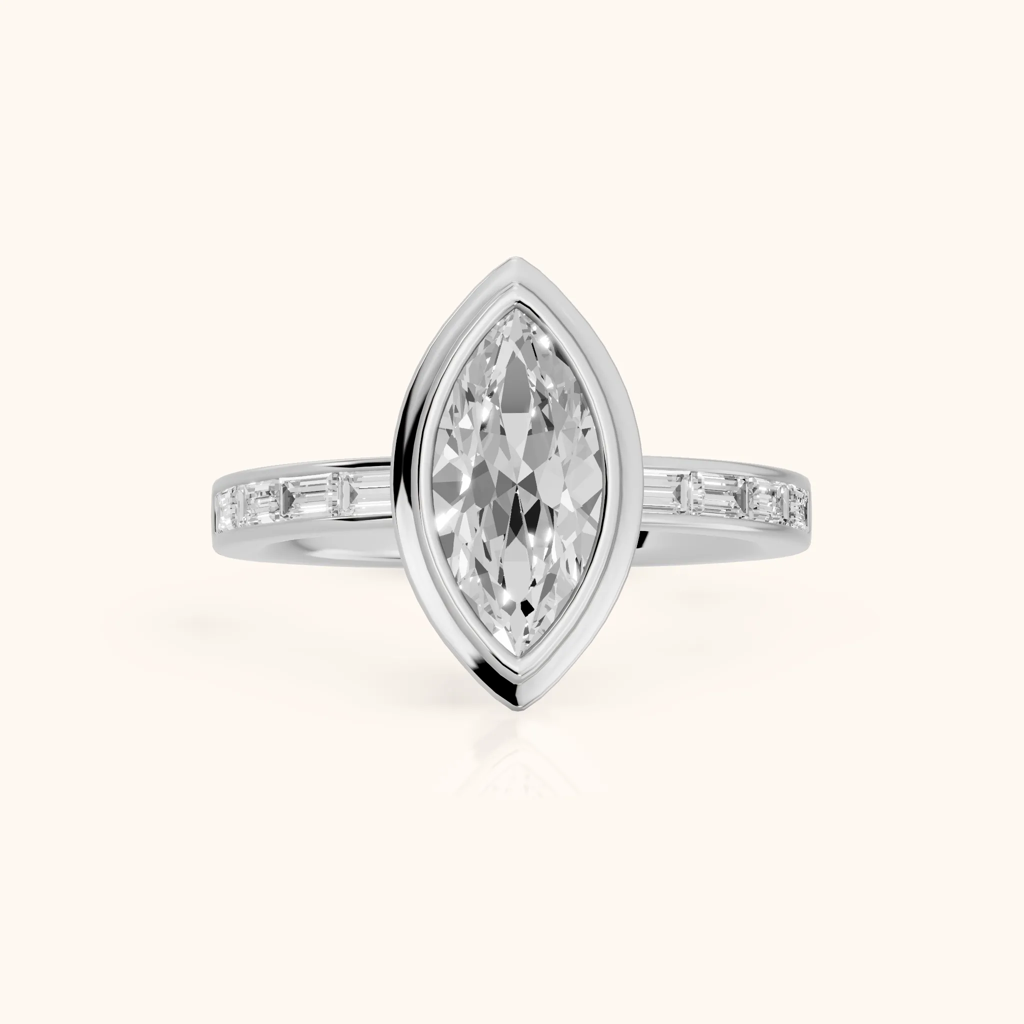 Darcy Bezel Channel Set Marquise Diamond Engagement Ring in Silver — view 1