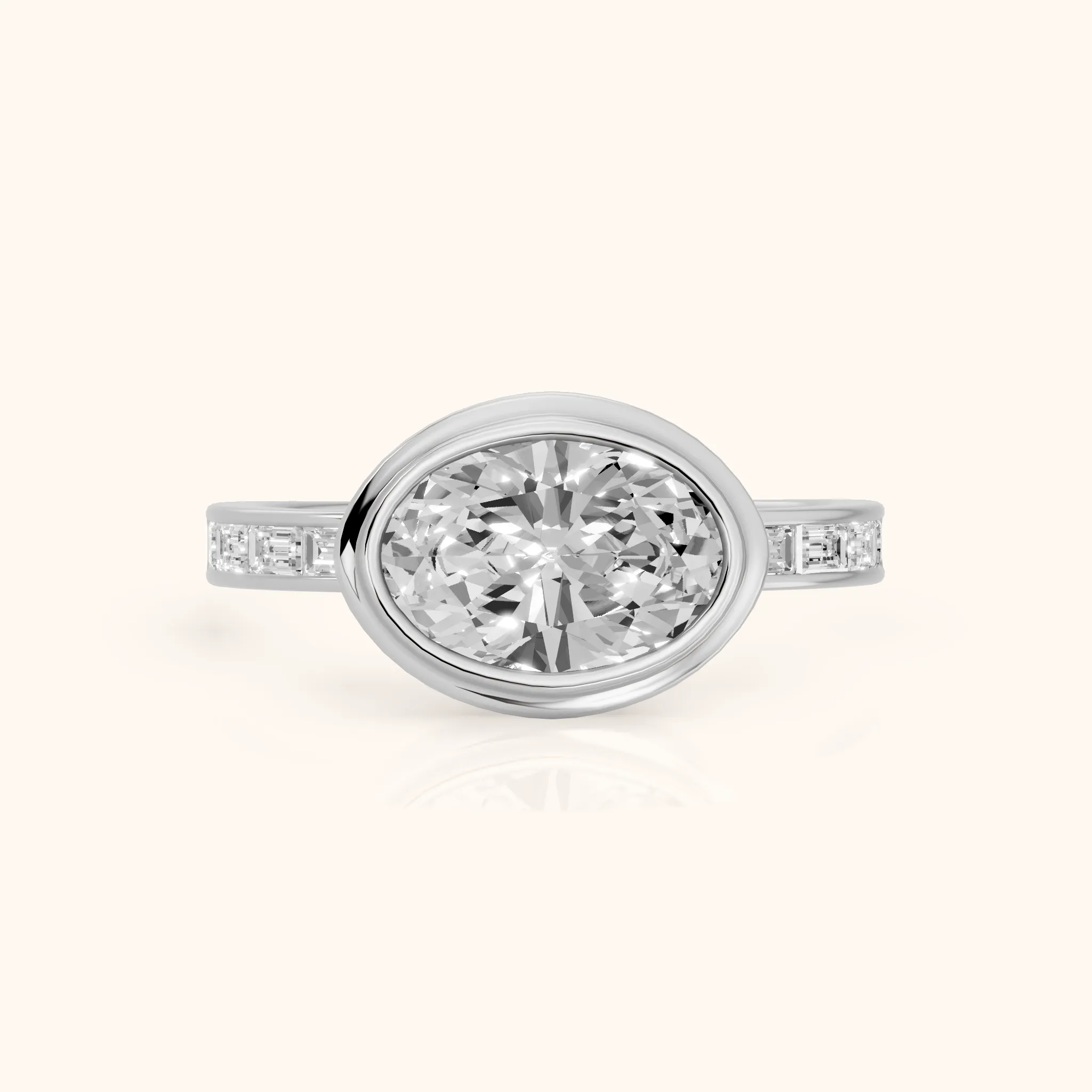 Darcy Bezel Channel Set Oval Diamond Engagement Ring in Platinum — view 1