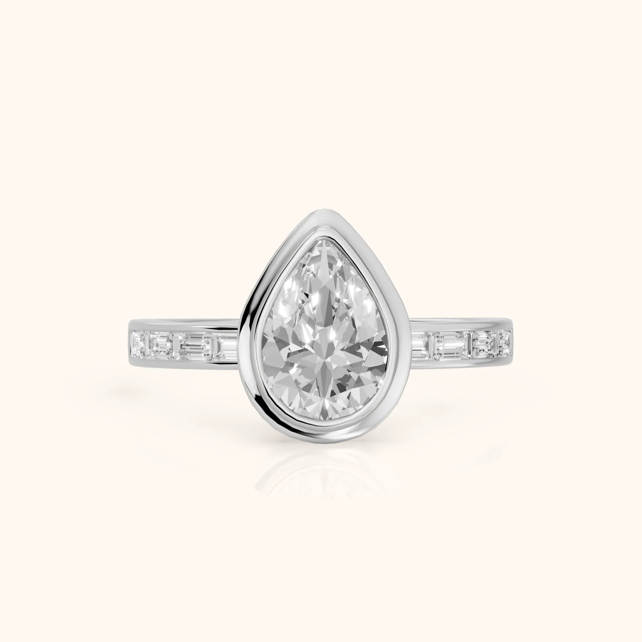 Darcy Bezel Channel Set Pear Diamond Engagement Ring in Platinum — view 1