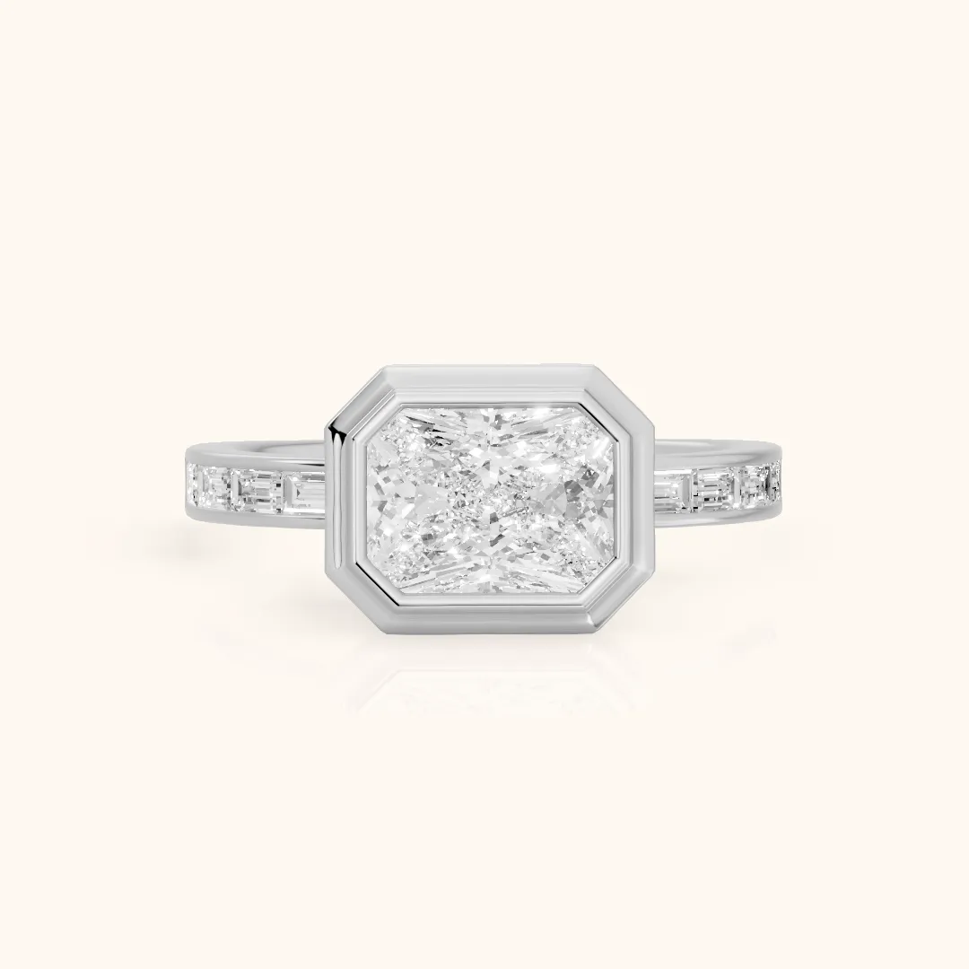 Darcy Bezel Channel Set Radiant Diamond Engagement Ring in White Gold — view 2