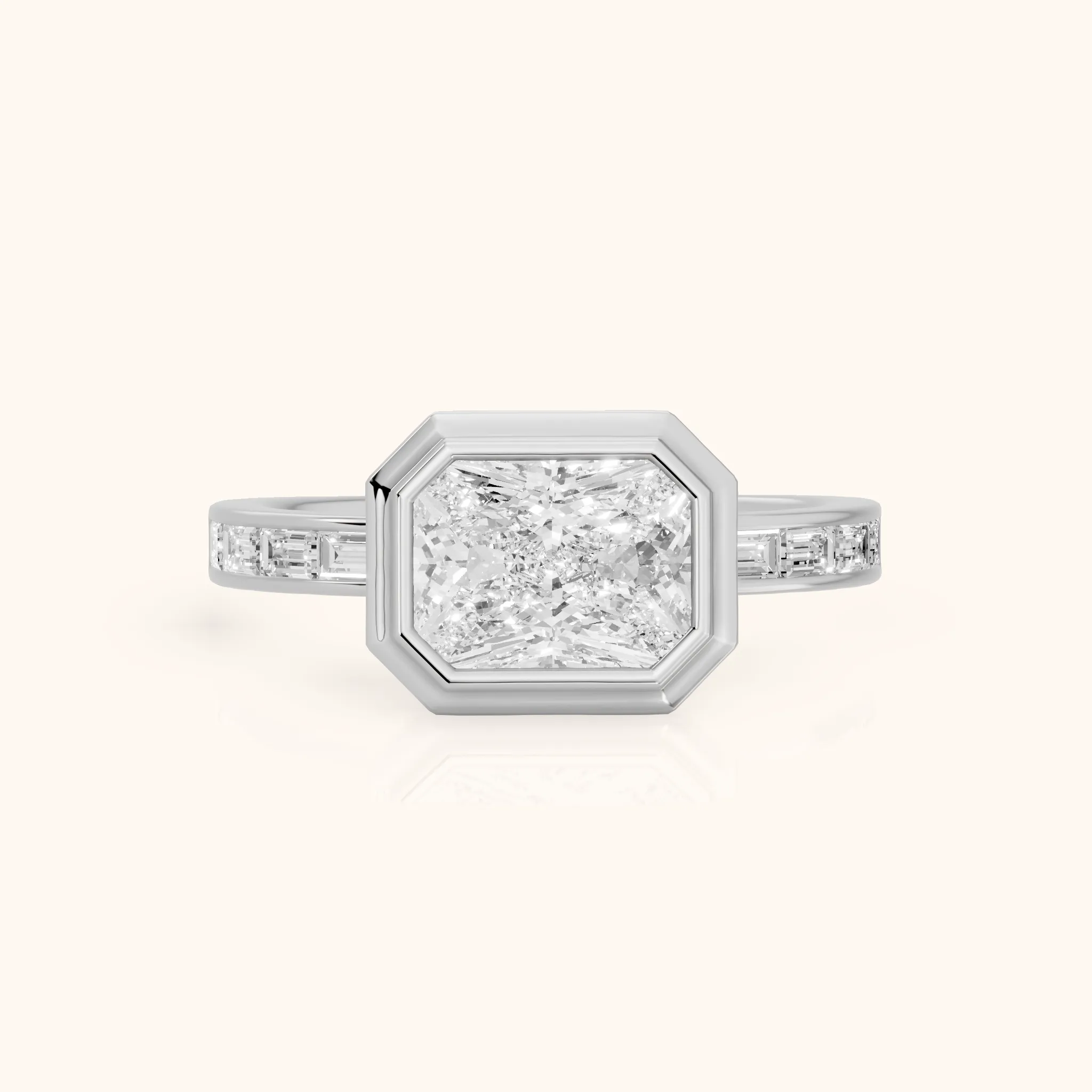 Darcy Bezel Channel Set Radiant Diamond Engagement Ring in White Gold — view 1