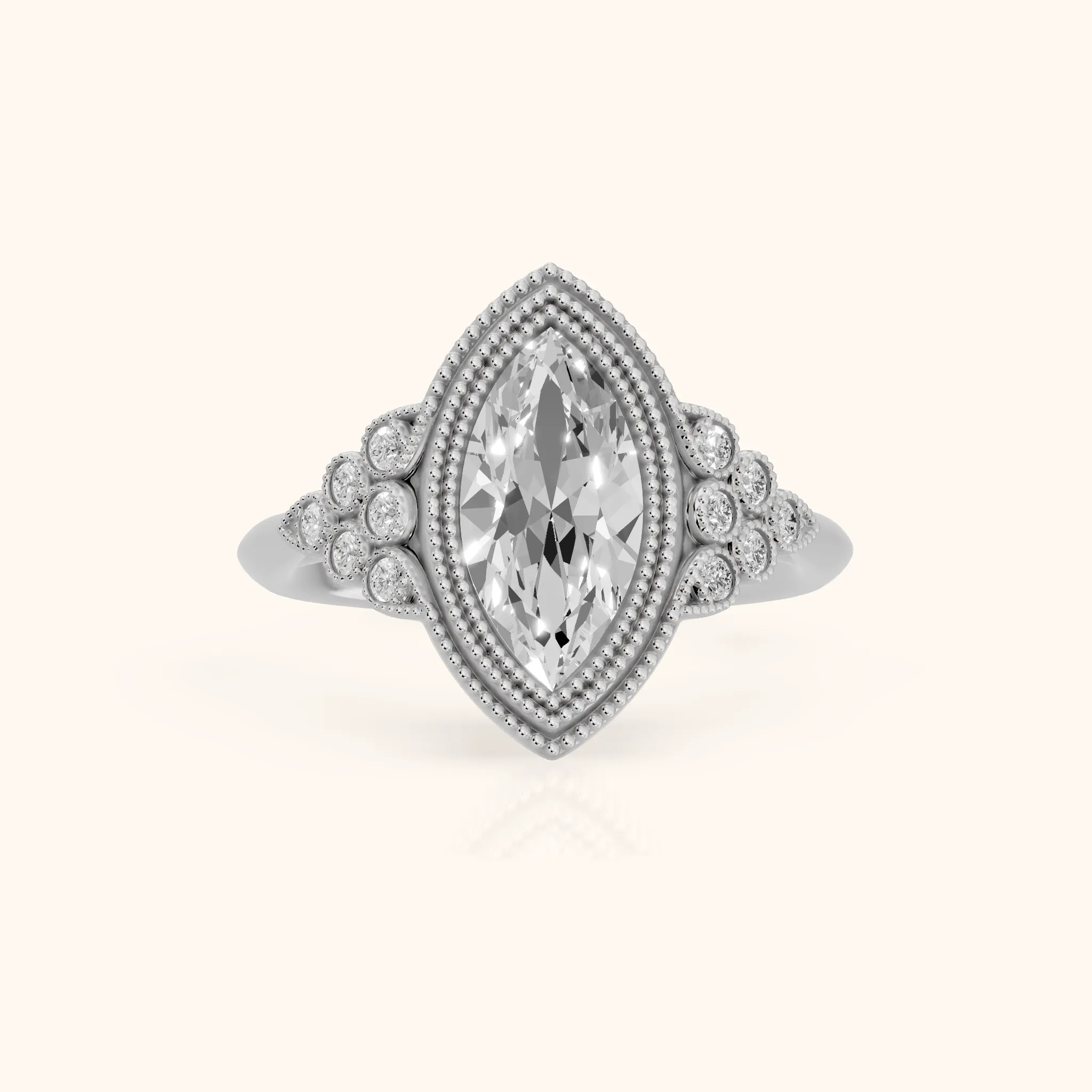 Effie Vintage Bezel Marquise Diamond Engagement Ring in Platinum — view 1