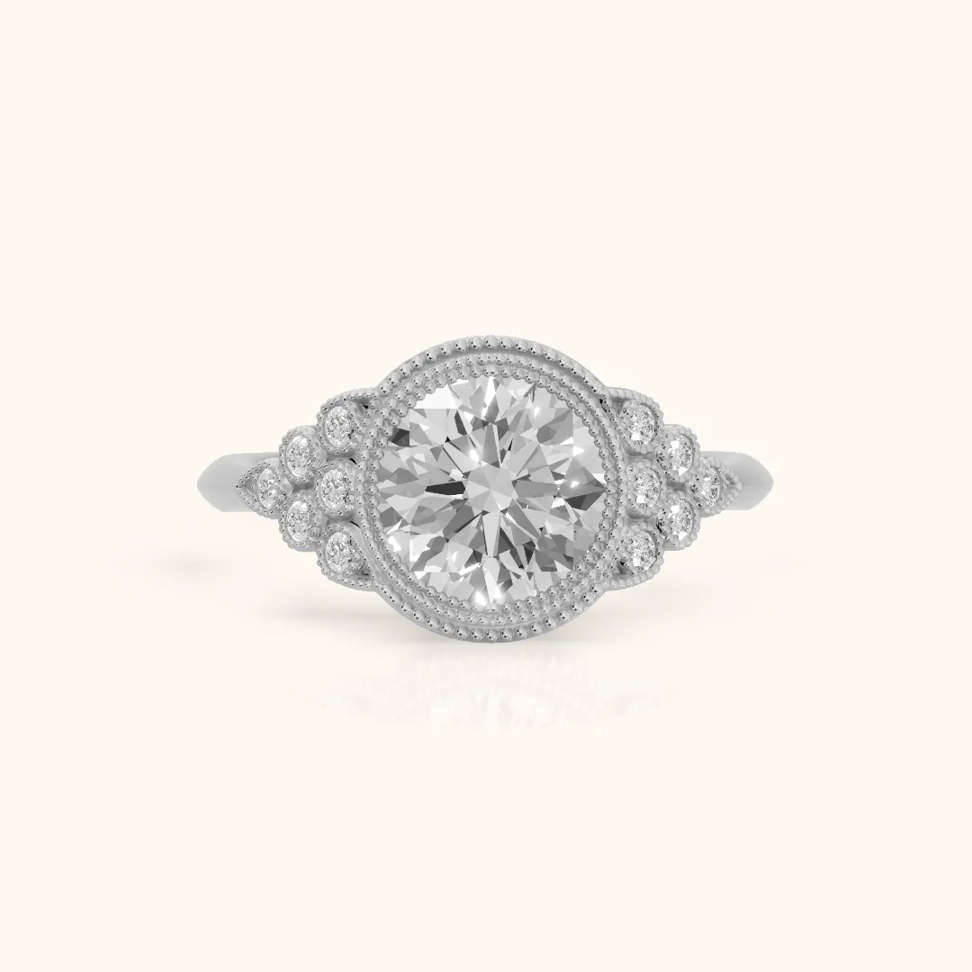 Effie Vintage Bezel Round Diamond Engagement Ring in Silver — view 2