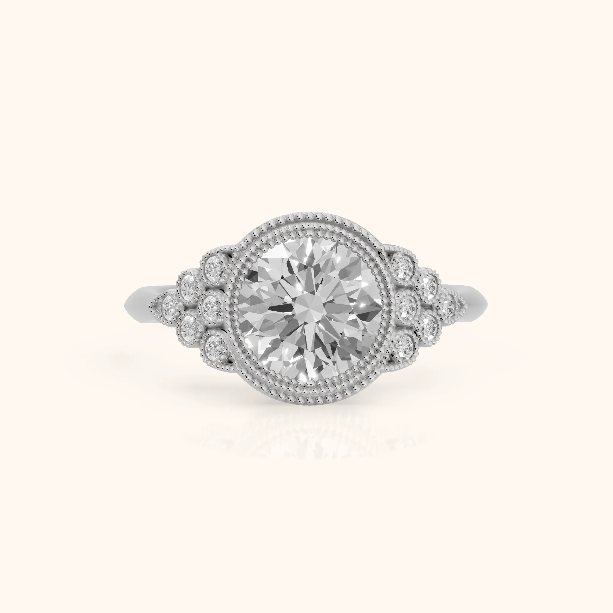 Effie Vintage Bezel Round Diamond Engagement Ring in Silver — view 1