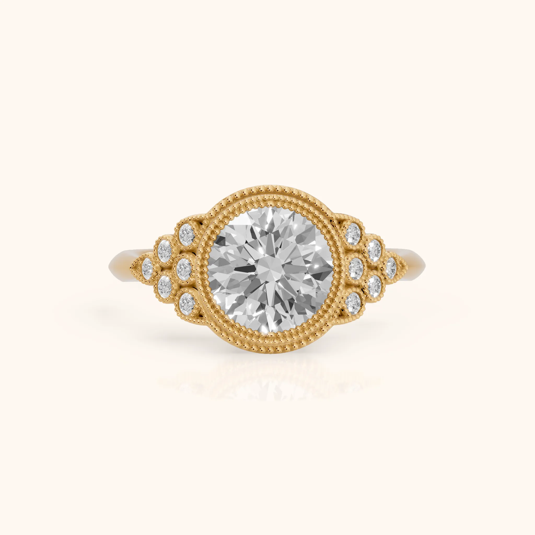 Effie Vintage Bezel Round Diamond Engagement Ring in Yellow Gold — view 1
