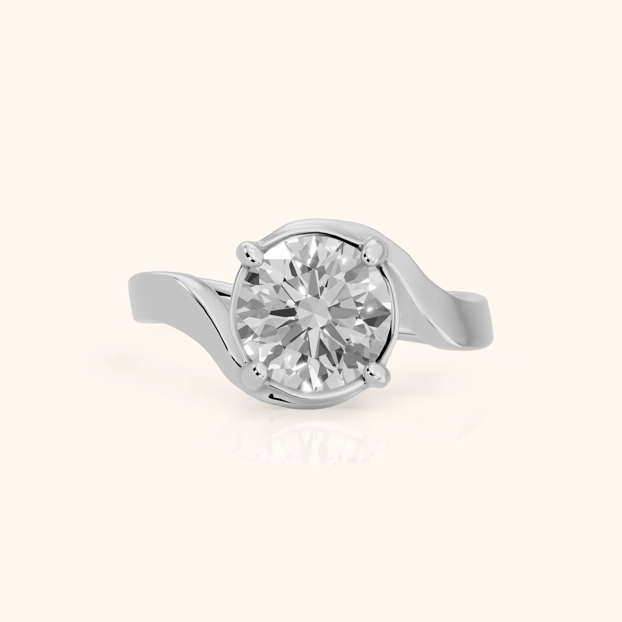 Ellie Bypass Solitaire Round Diamond Engagement Ring in Platinum — view 1