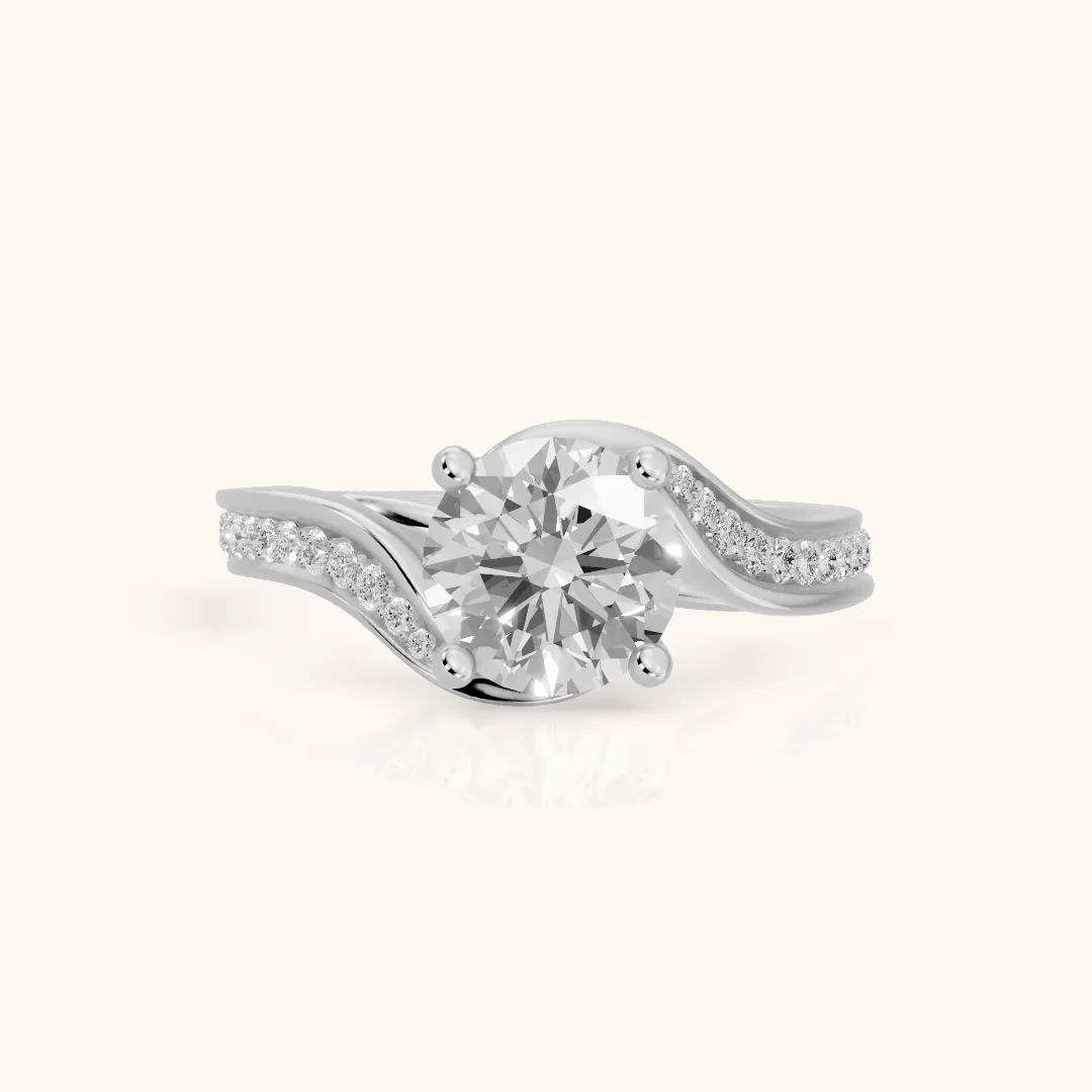 Emma Bypass Pavé Round Diamond Engagement Ring in Silver — view 2