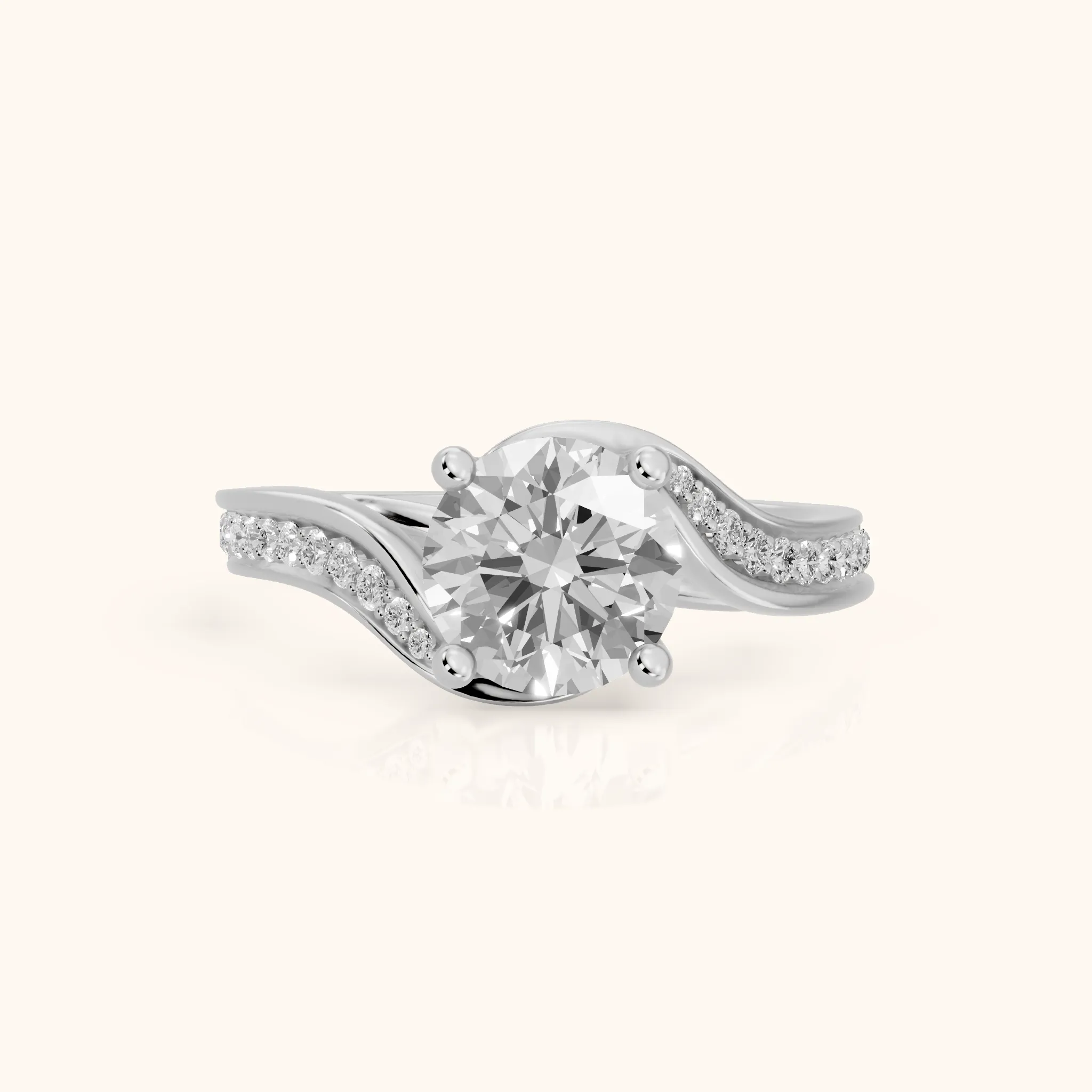 Emma Bypass Pavé Round Diamond Engagement Ring in Silver — view 1
