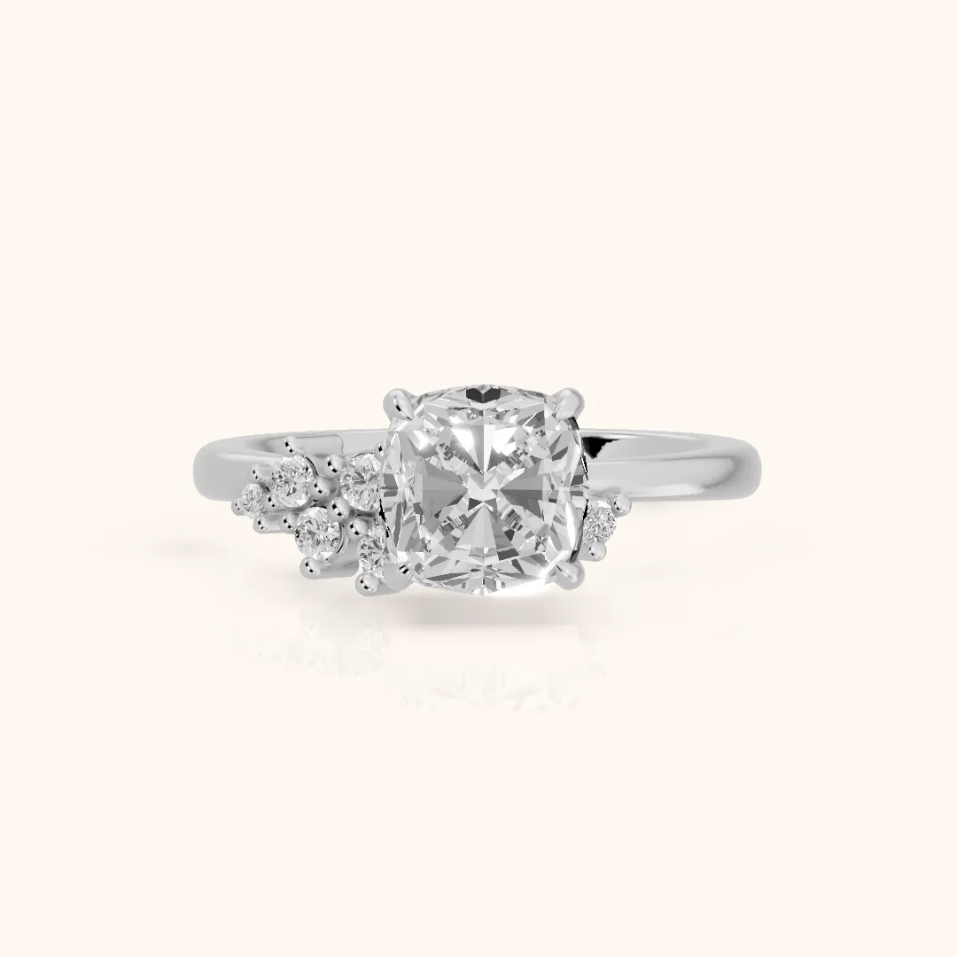 Gina Cluster Cushion Diamond Engagement Ring in White Gold — view 2