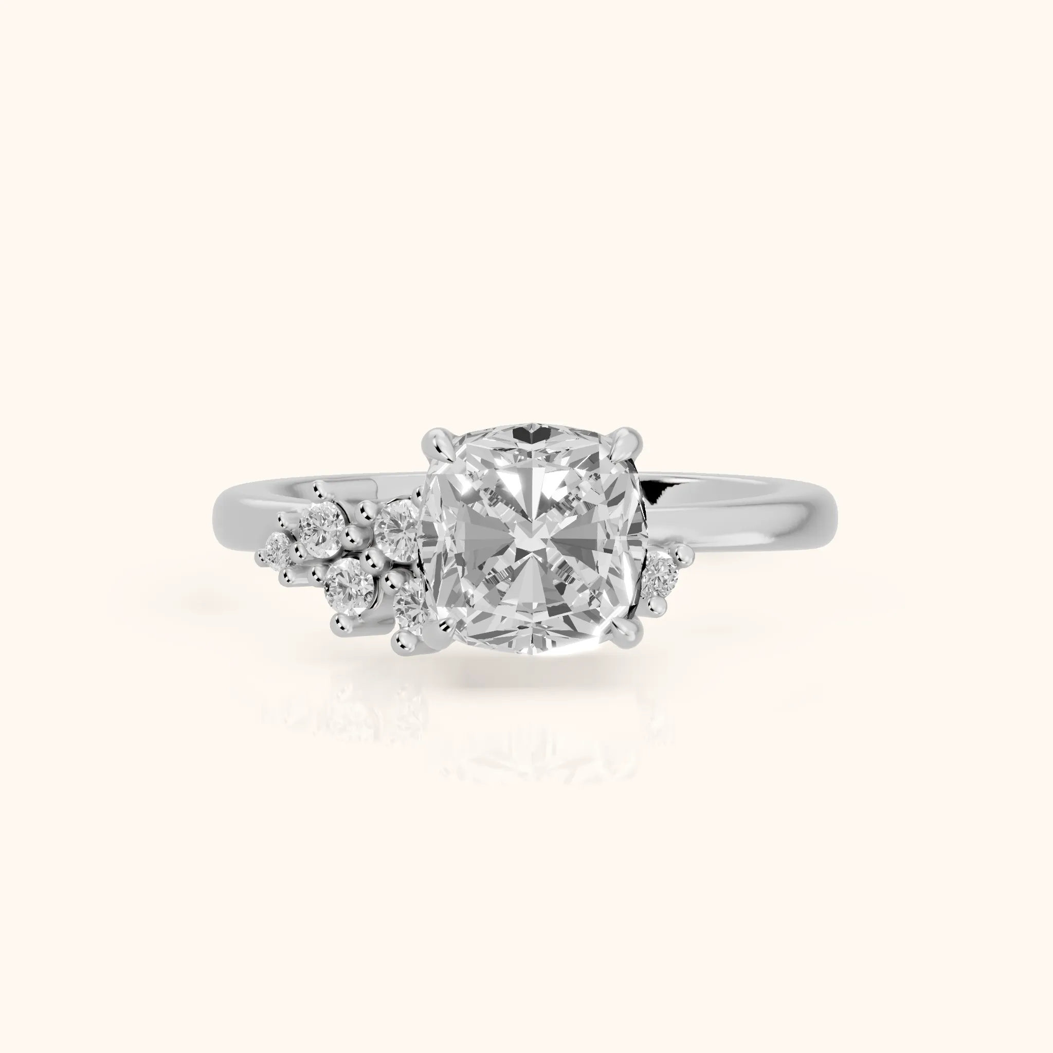 Gina Cluster Cushion Diamond Engagement Ring in White Gold — view 1