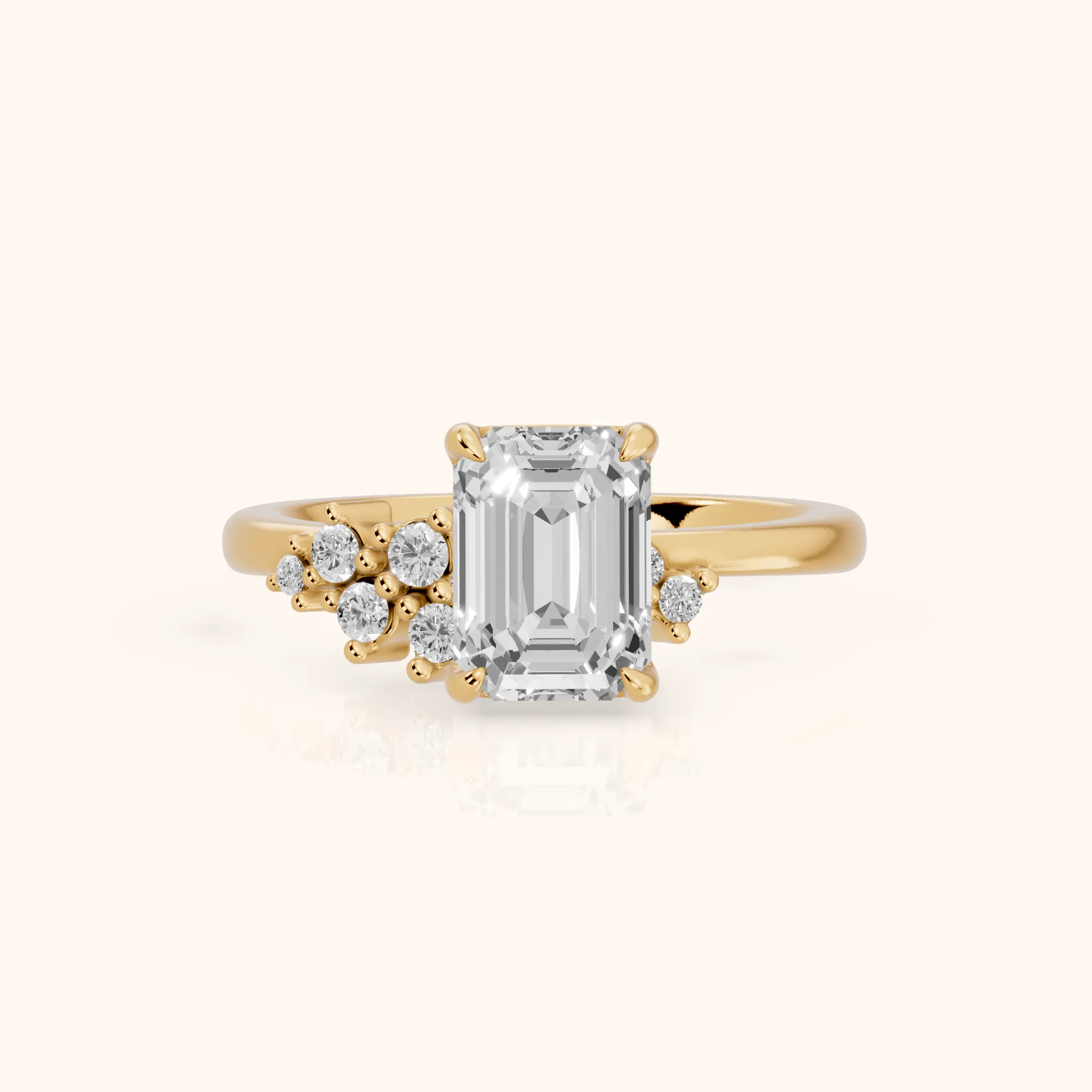 Gina Cluster Emerald Diamond Engagement Ring in Yellow Gold — view 1
